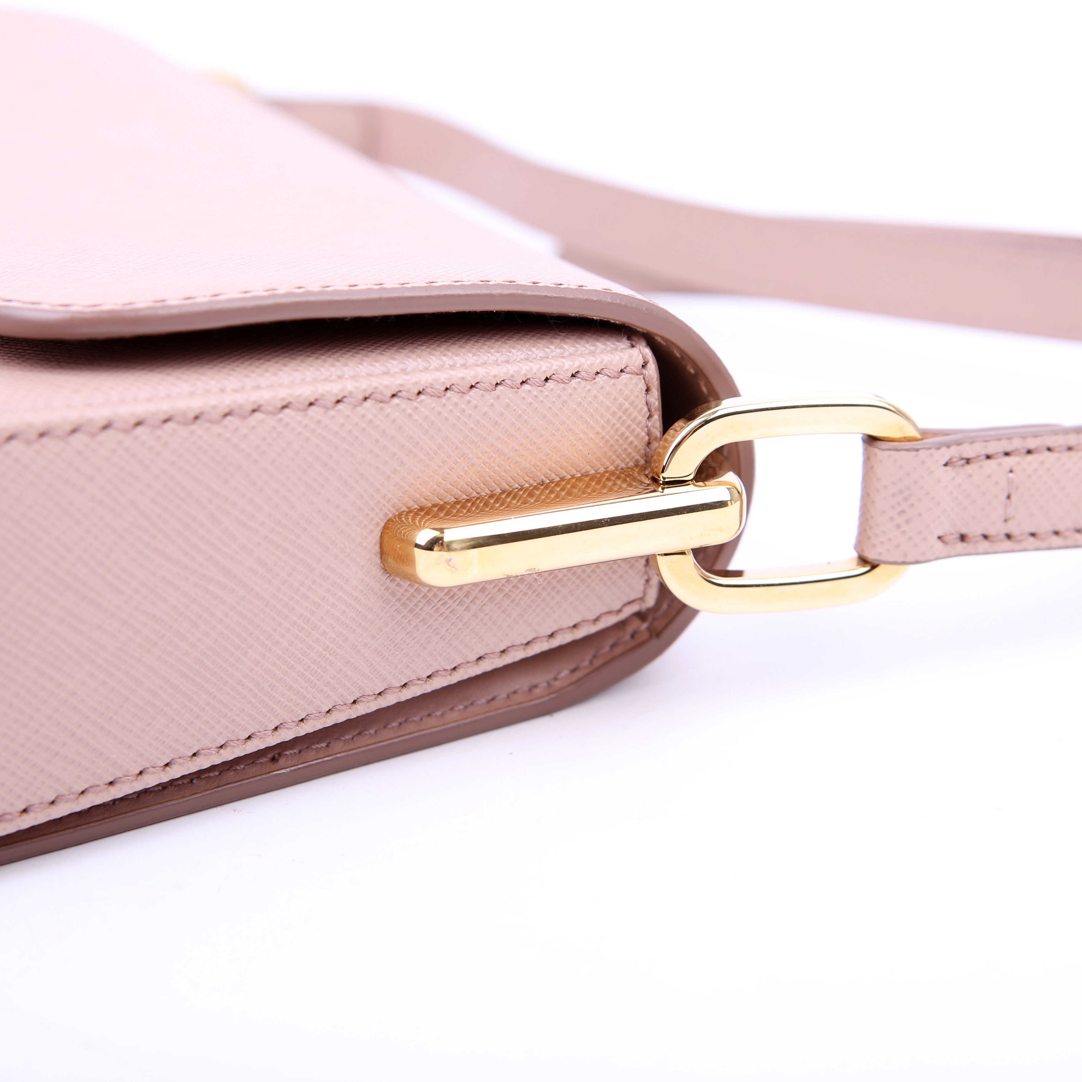 Prada Saffiano Lux Embleme Flap Tan