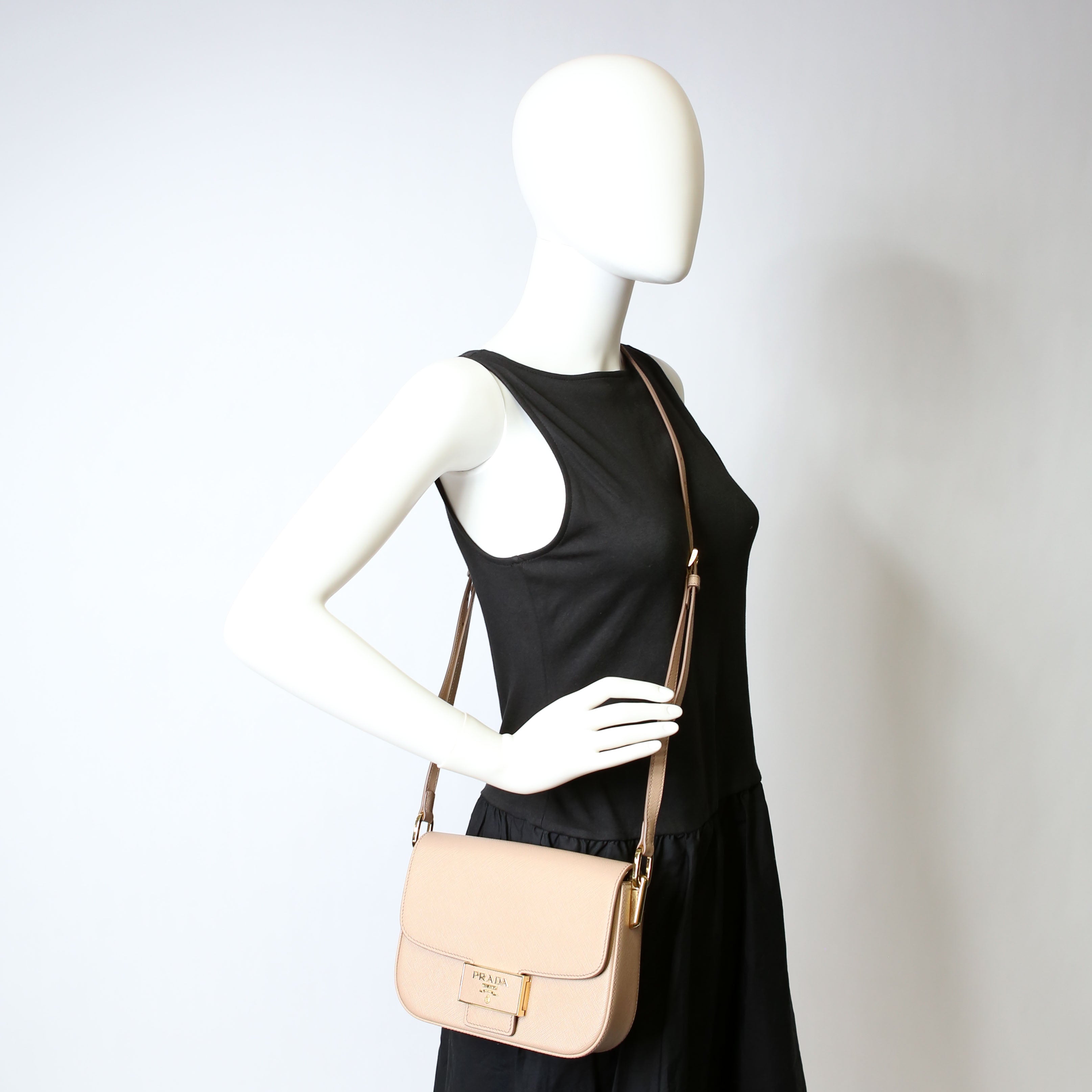 Prada Saffiano Lux Embleme Flap Tan
