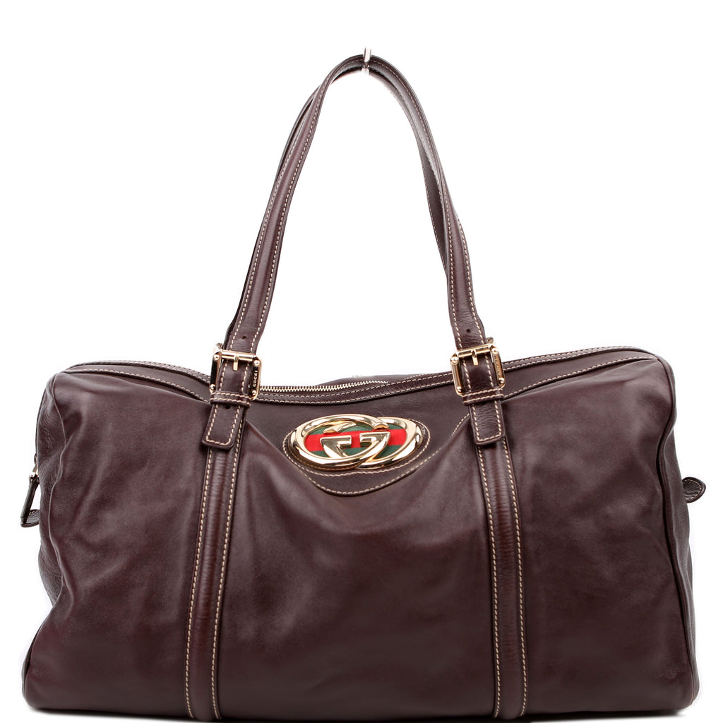 Gucci 175401 Dialux Britt Boston Bag Brown