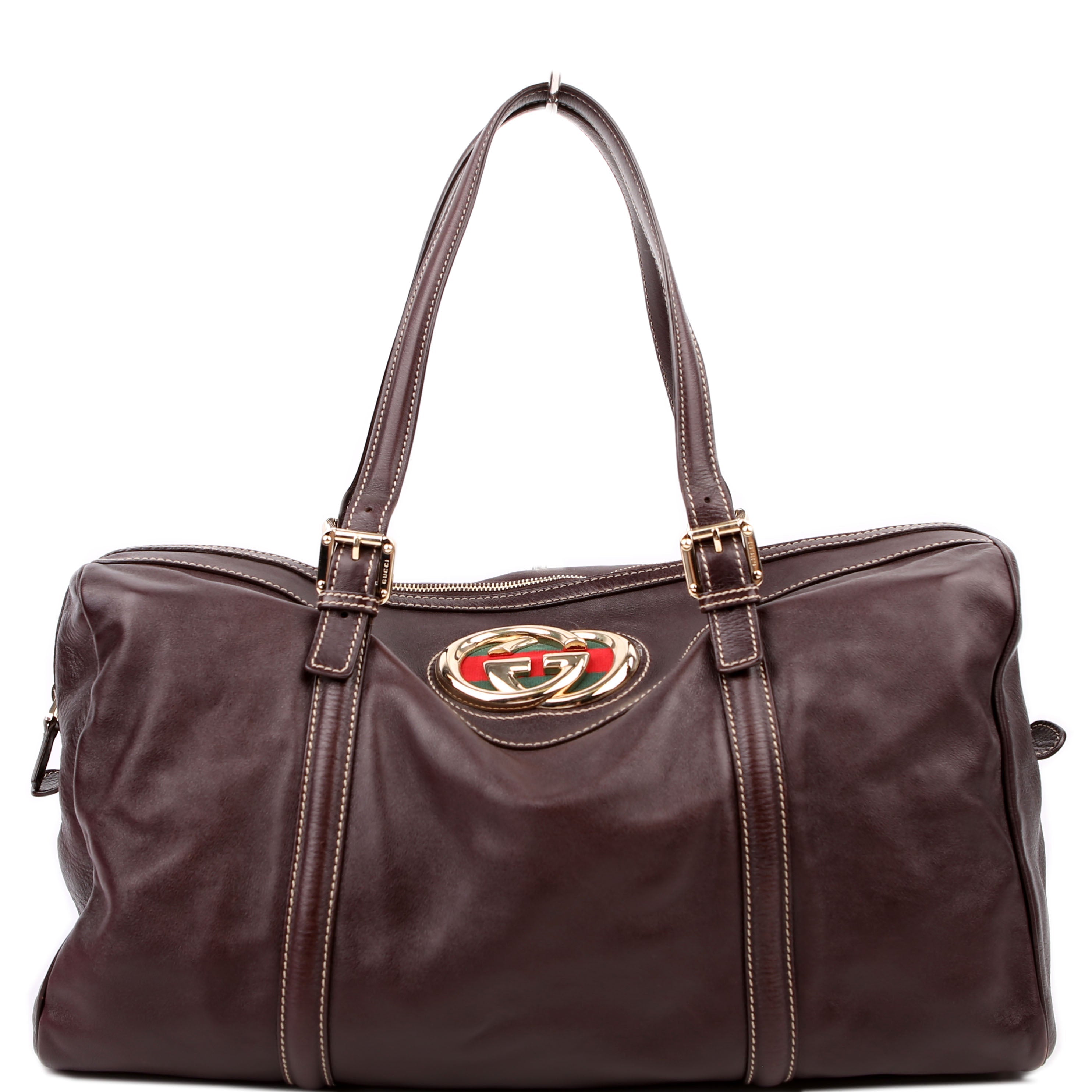 Gucci 175401 Dialux Britt Boston Bag Brown