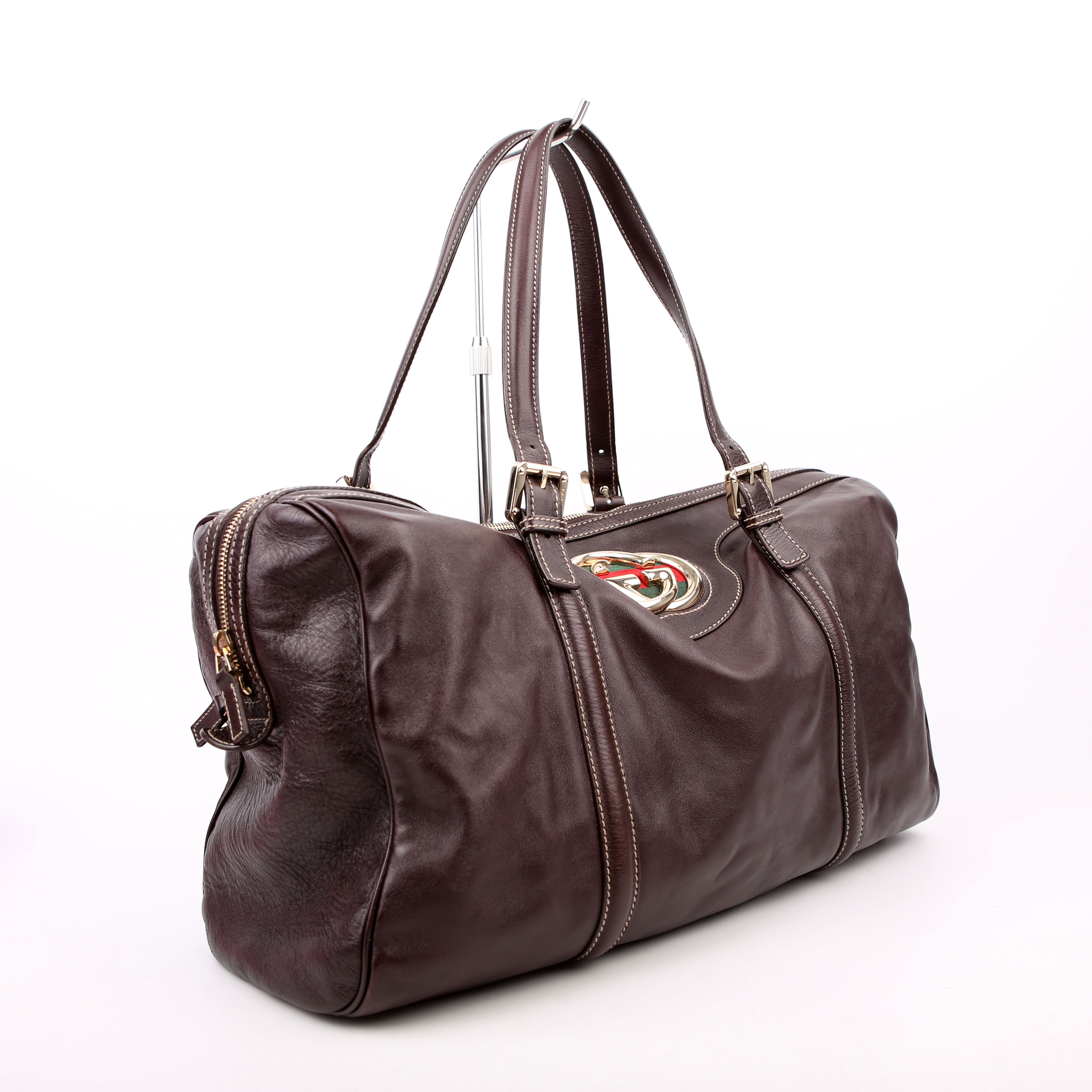 Gucci 175401 Dialux Britt Boston Bag Brown