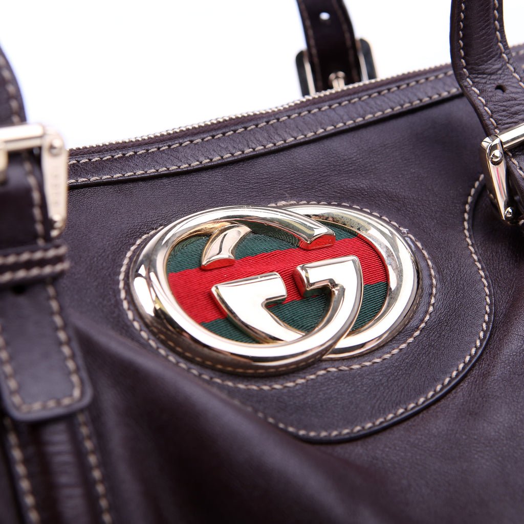 Gucci 175401 Dialux Britt Boston Bag Brown
