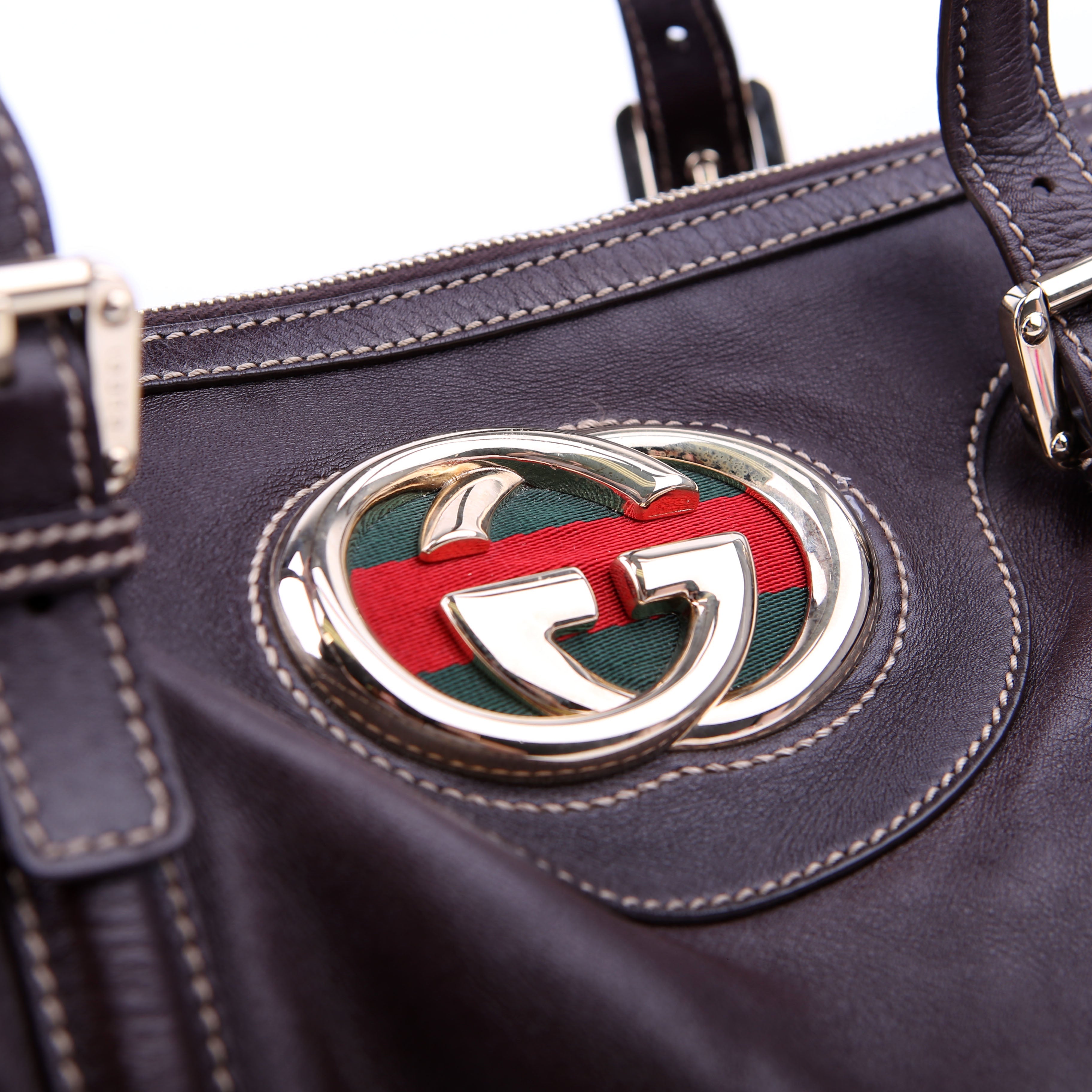 Gucci 175401 Dialux Britt Boston Bag Brown