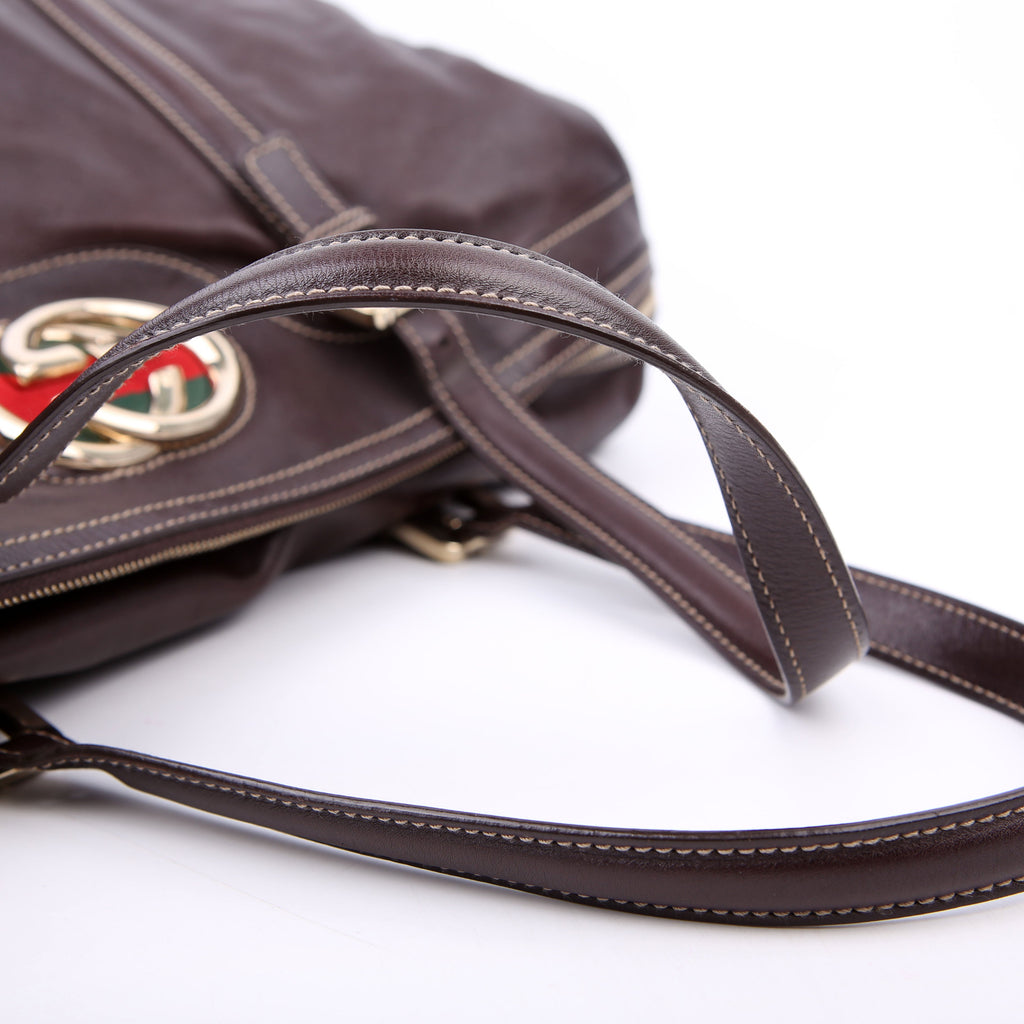 Gucci 175401 Dialux Britt Boston Bag Brown