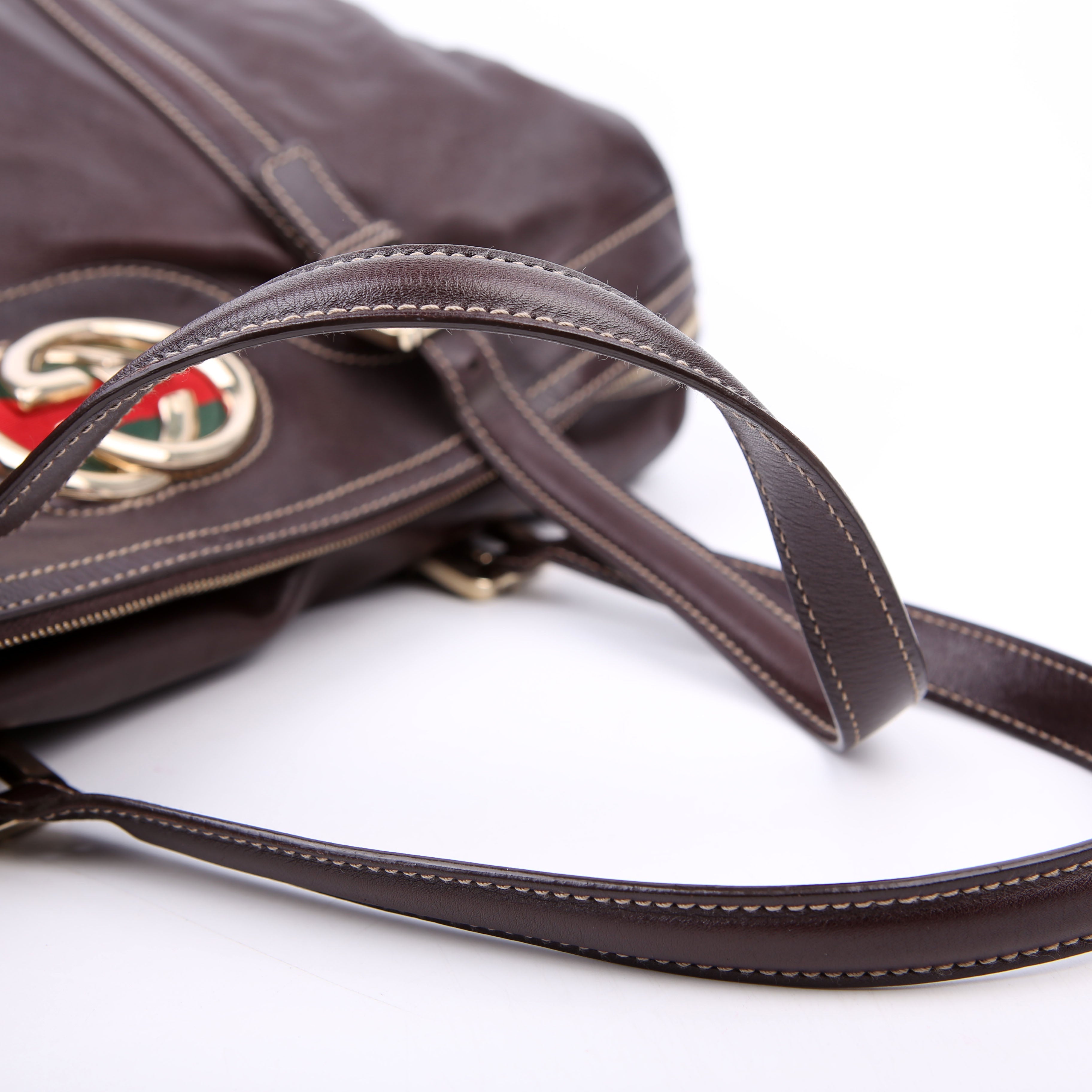 Gucci 175401 Dialux Britt Boston Bag Brown