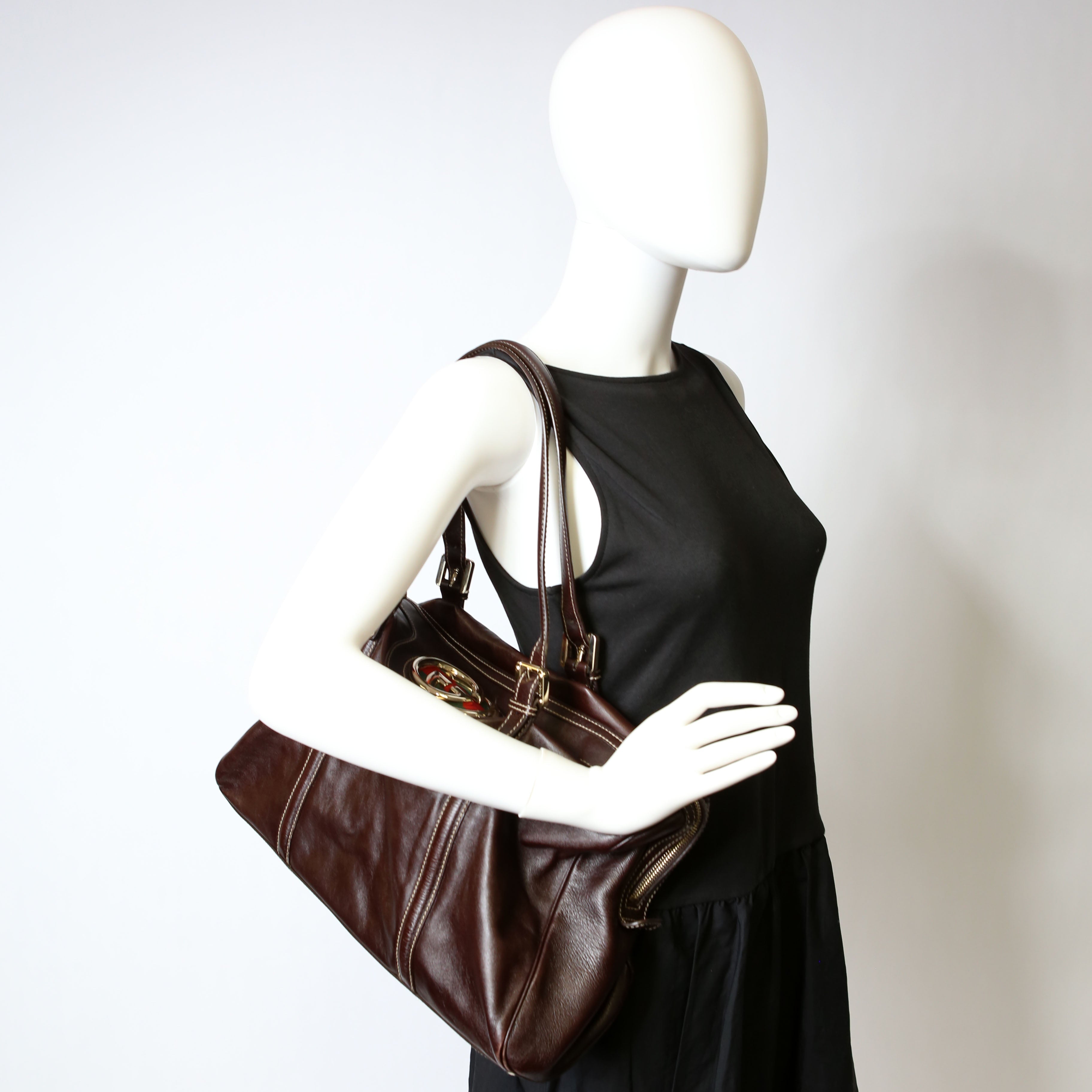 Gucci 175401 Dialux Britt Boston Bag Brown