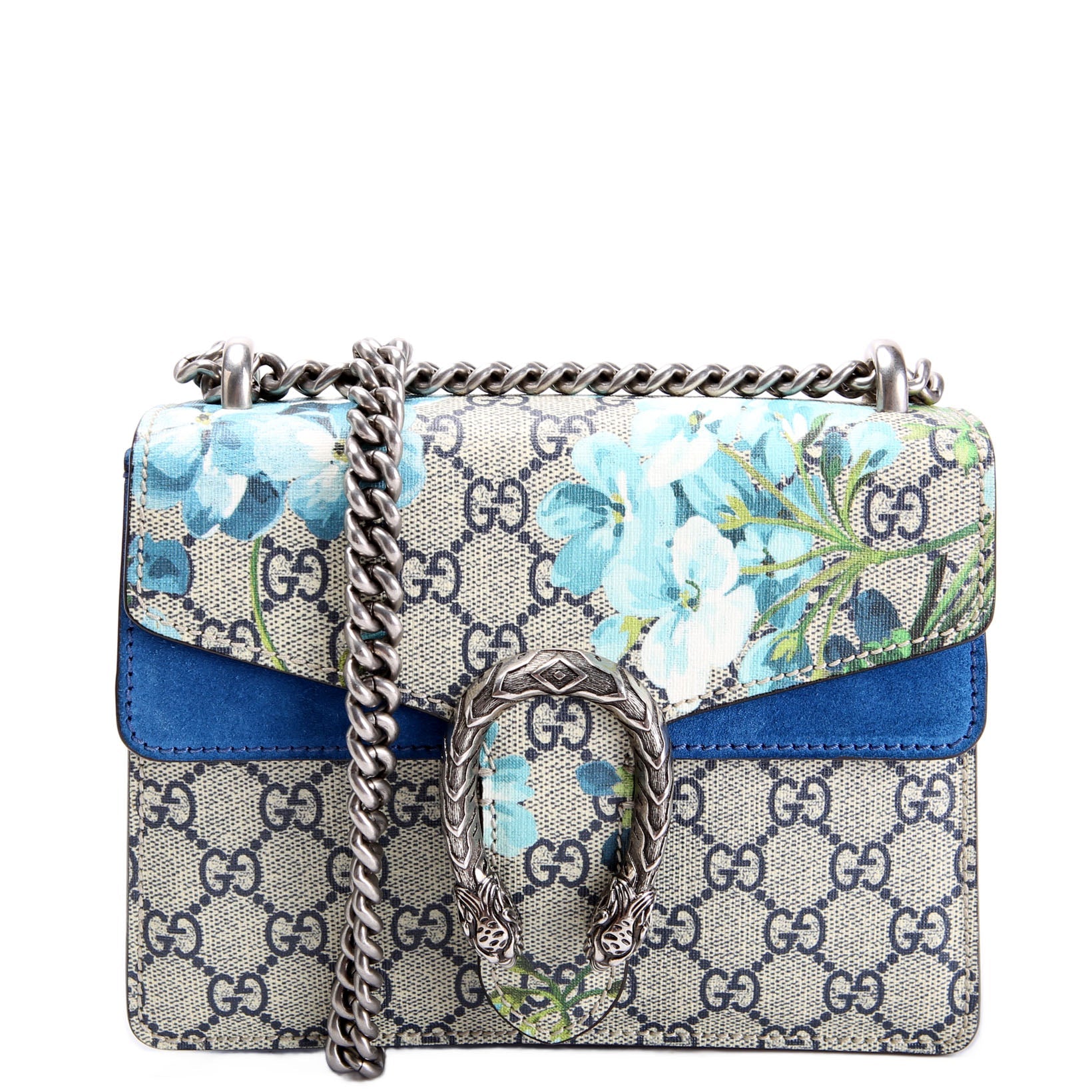 Gucci 421970 Dionysus GG Blooms Shoulder Mini Blue
