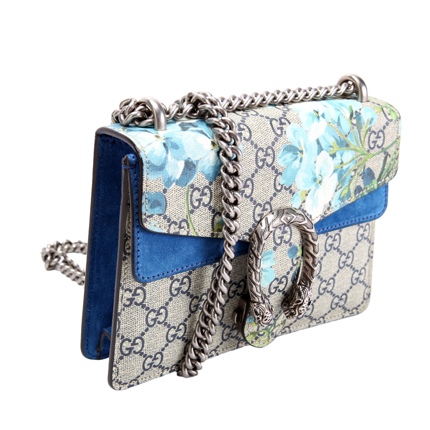 Gucci 421970 Dionysus GG Blooms Shoulder Mini Blue
