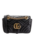 Gucci 446744 Marmont Leather Shoulder Mini Flap Black/Gold