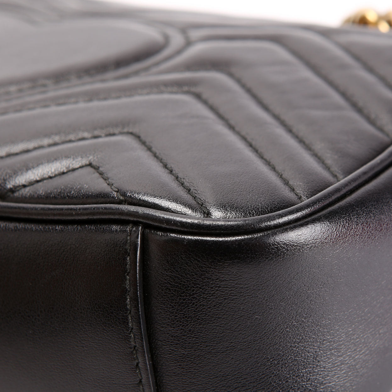 Gucci 446744 Marmont Leather Shoulder Mini Flap Black/Gold