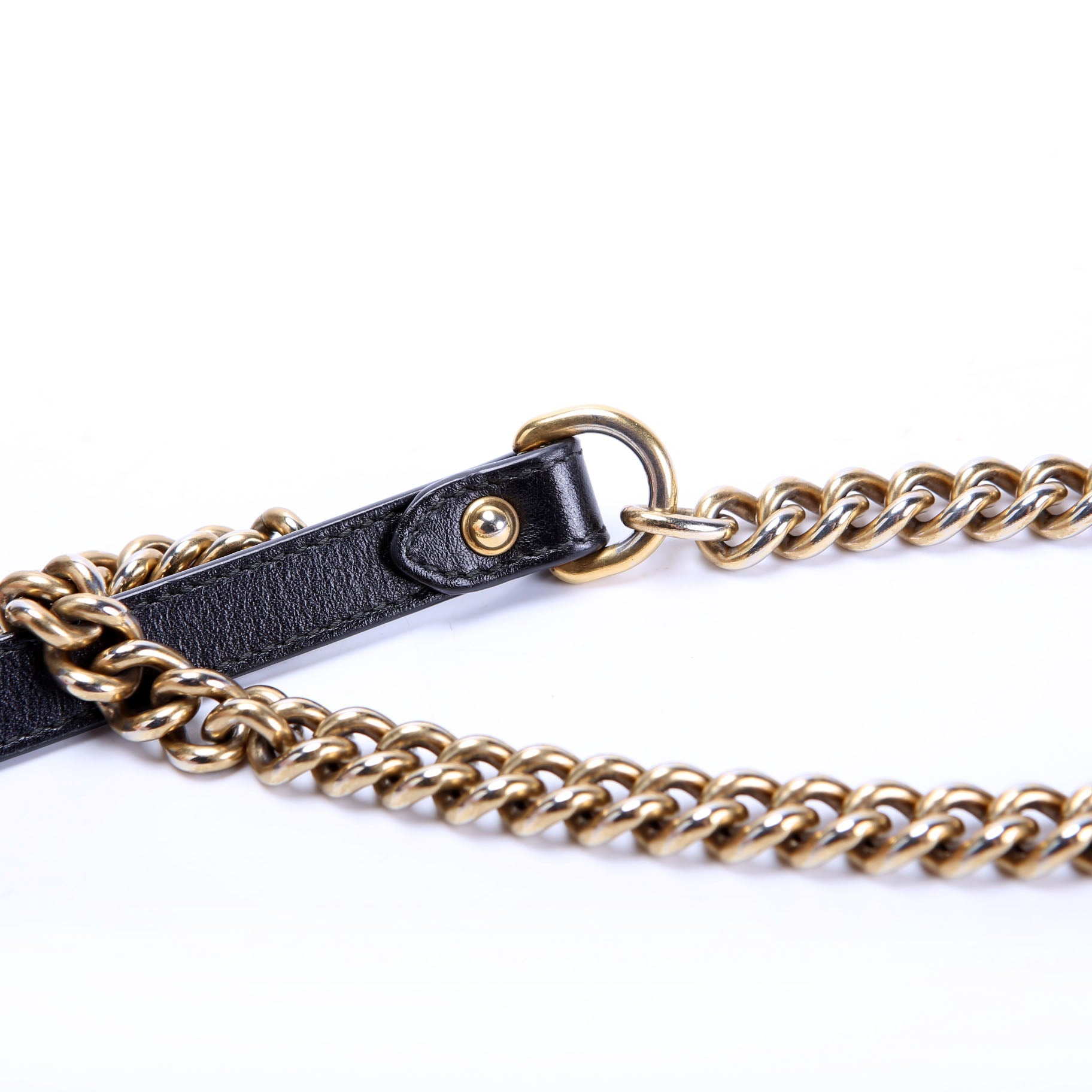 Gucci 446744 Marmont Leather Shoulder Mini Flap Black/Gold