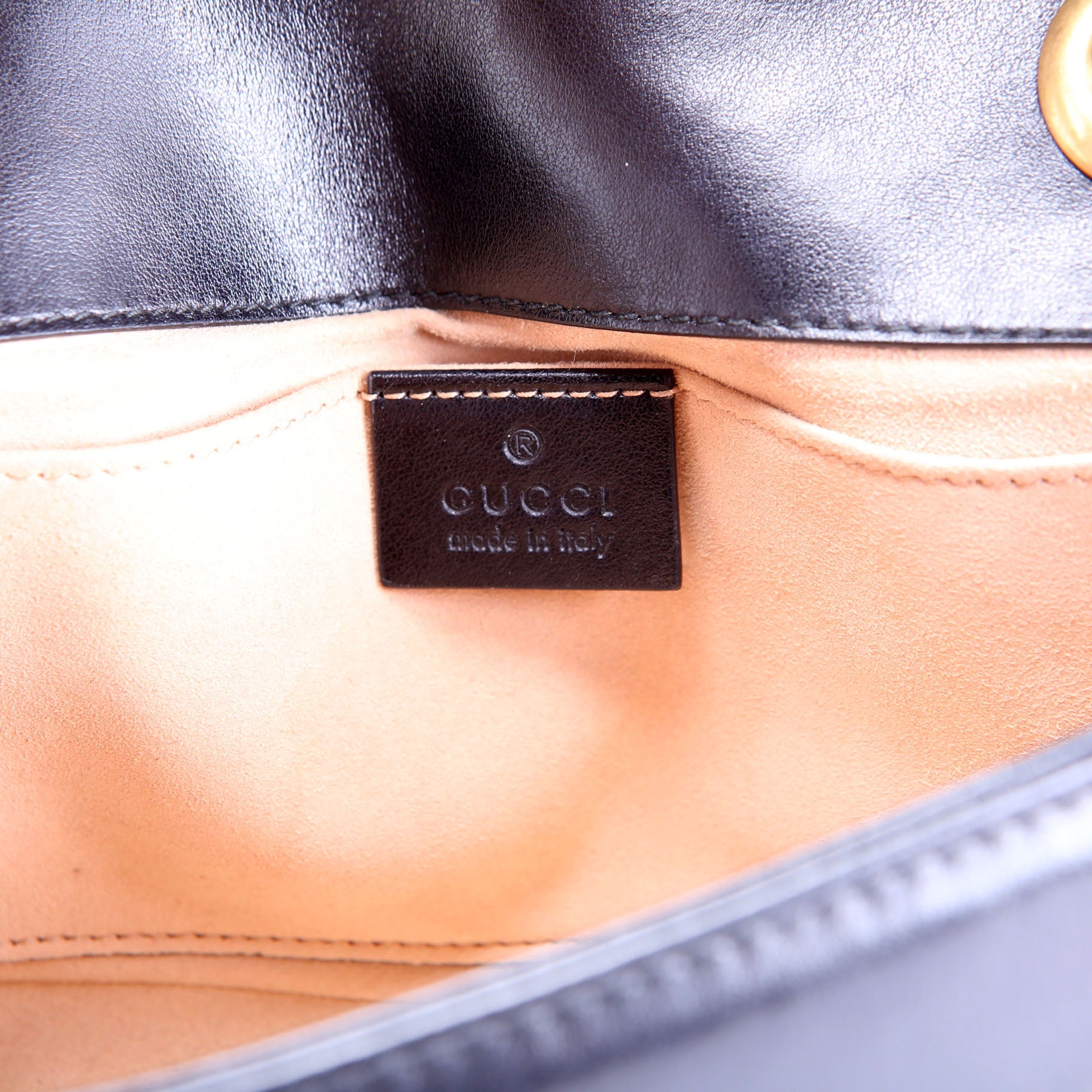 Gucci 446744 Marmont Leather Shoulder Mini Flap Black/Gold