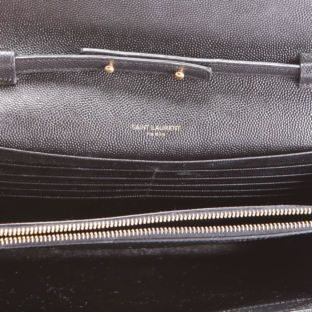 SAINT LAURENT Triquilt Grain De Chain Wallet 620280 Black/Gold