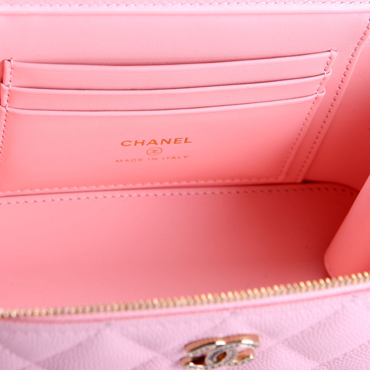 CC Vanity Small Chain Quilted Caviar RFID