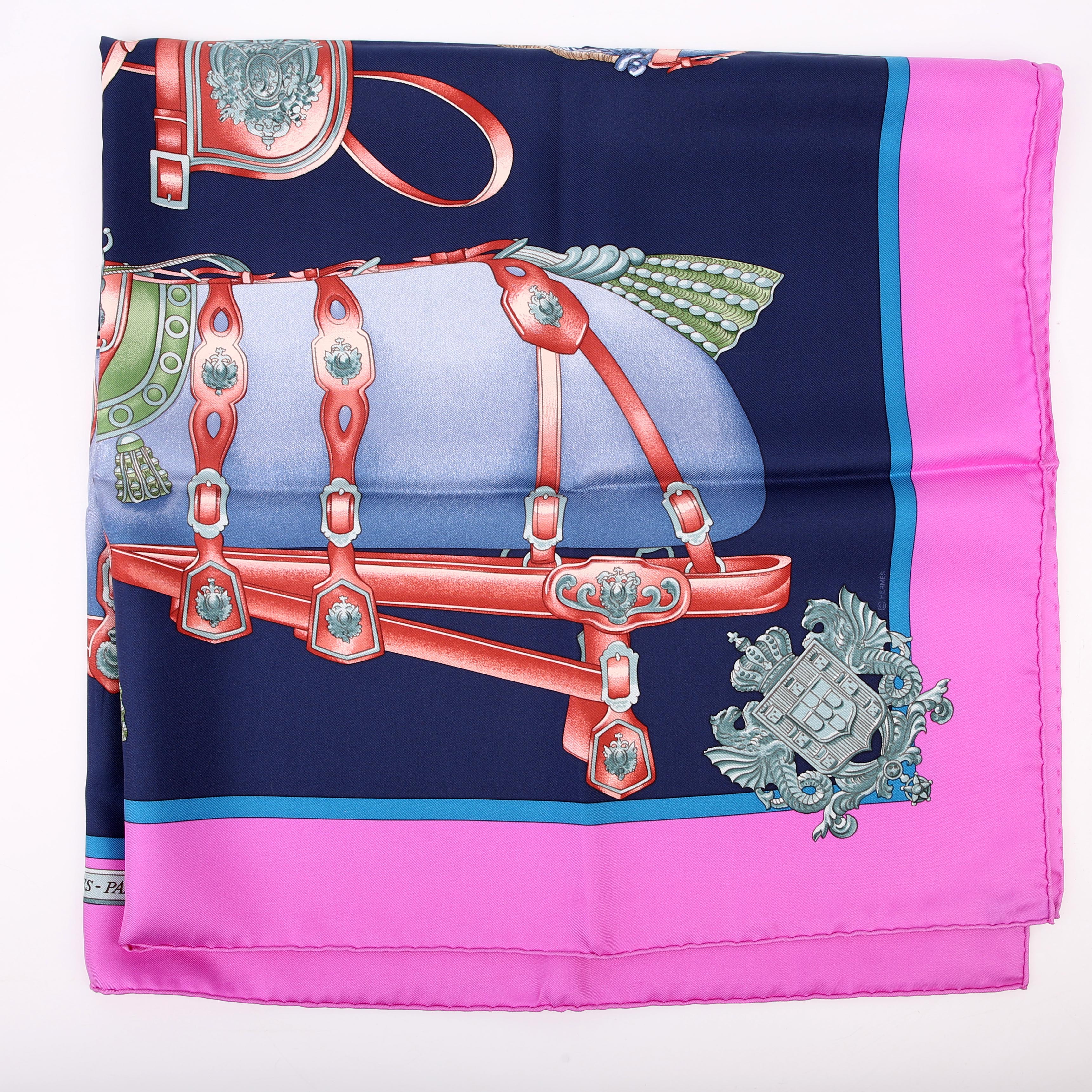 Harnais De Cour 90CM Silk Scarf Purple/Blue