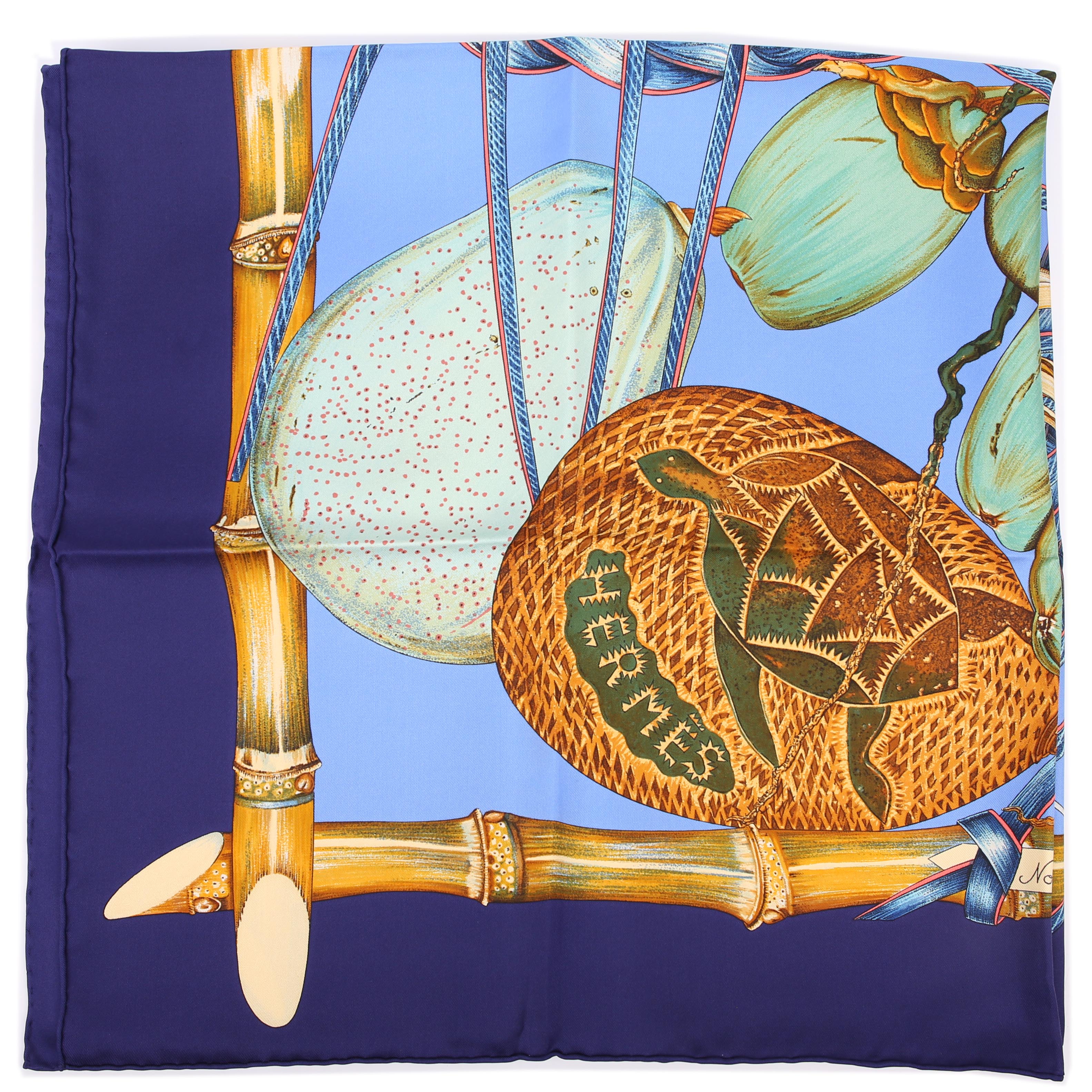 Hermes Jardin Creole 90CM Silk Scarf Blue