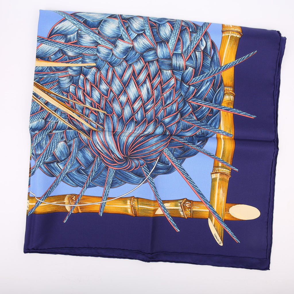 Hermes Jardin Creole 90CM Silk Scarf Blue