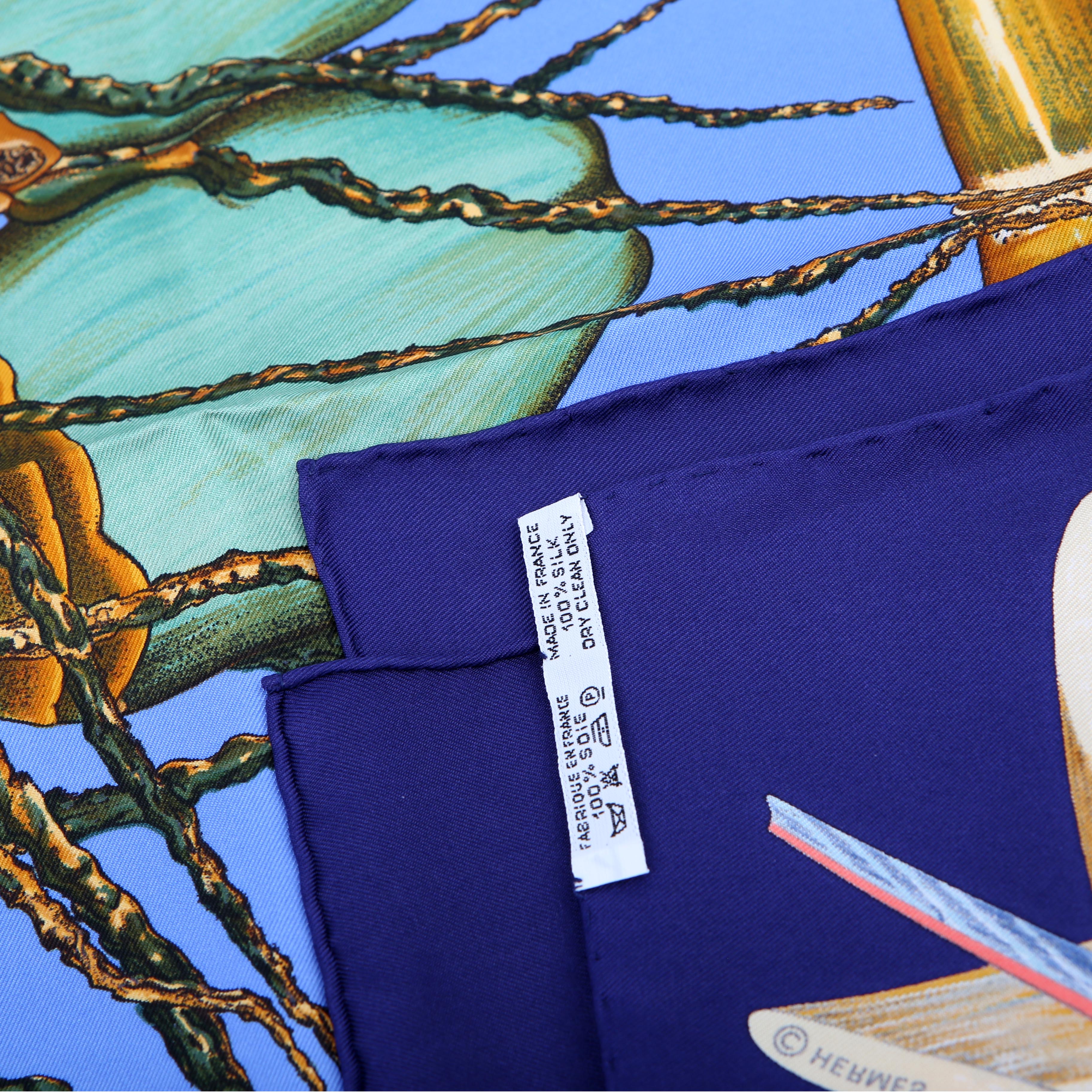 Hermes Jardin Creole 90CM Silk Scarf Blue