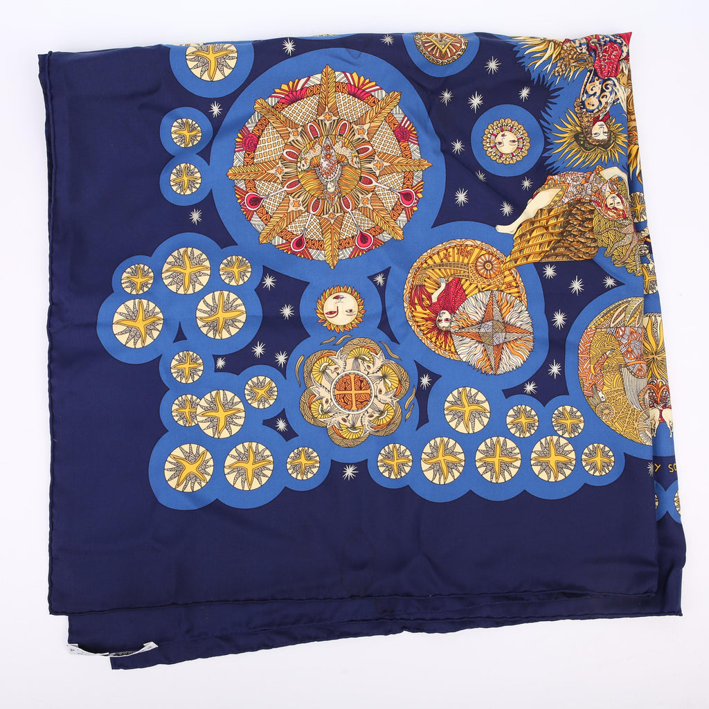 Hermes Le Roy Soleil 90CM Silk Scarf Blue
