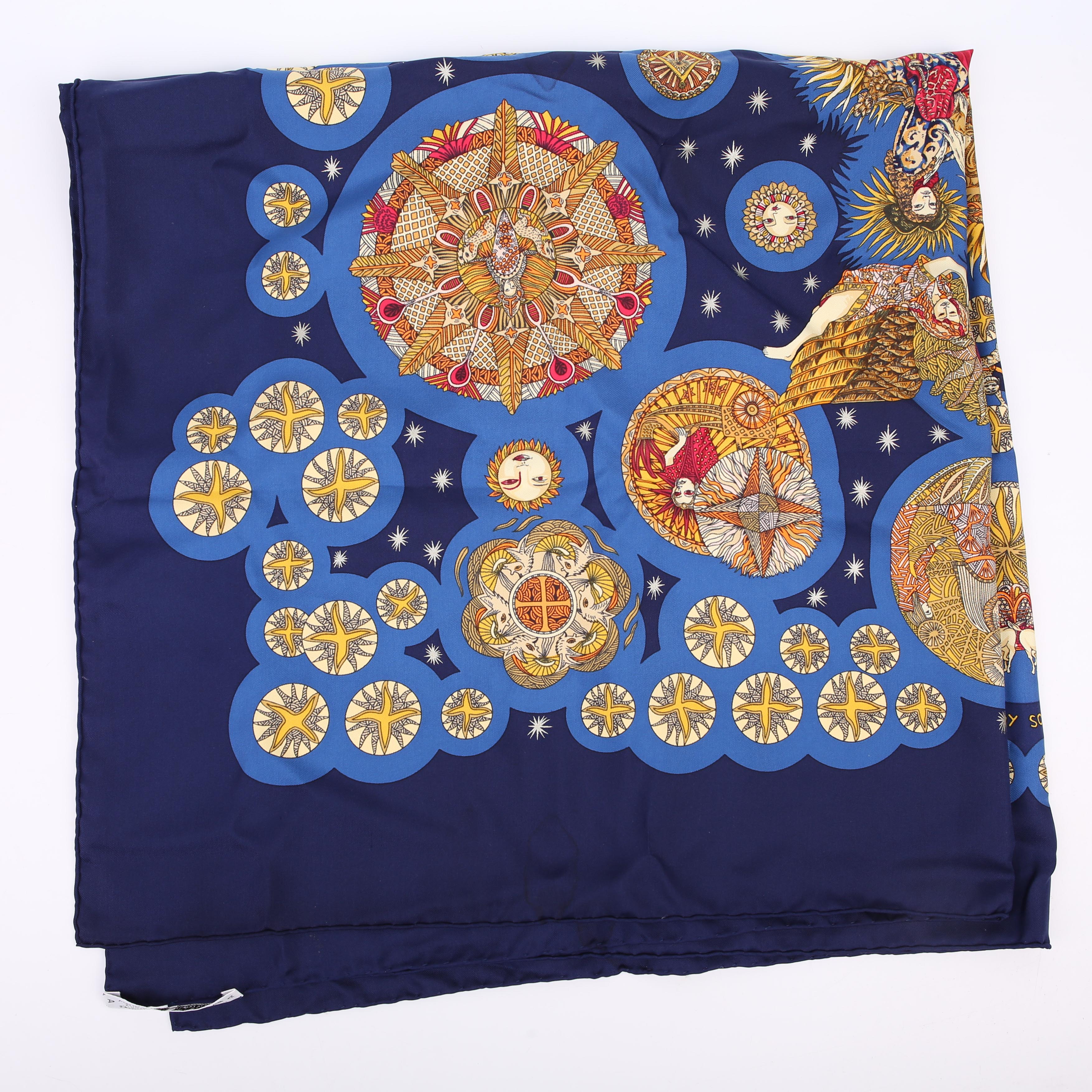 Hermes Le Roy Soleil 90CM Silk Scarf Blue