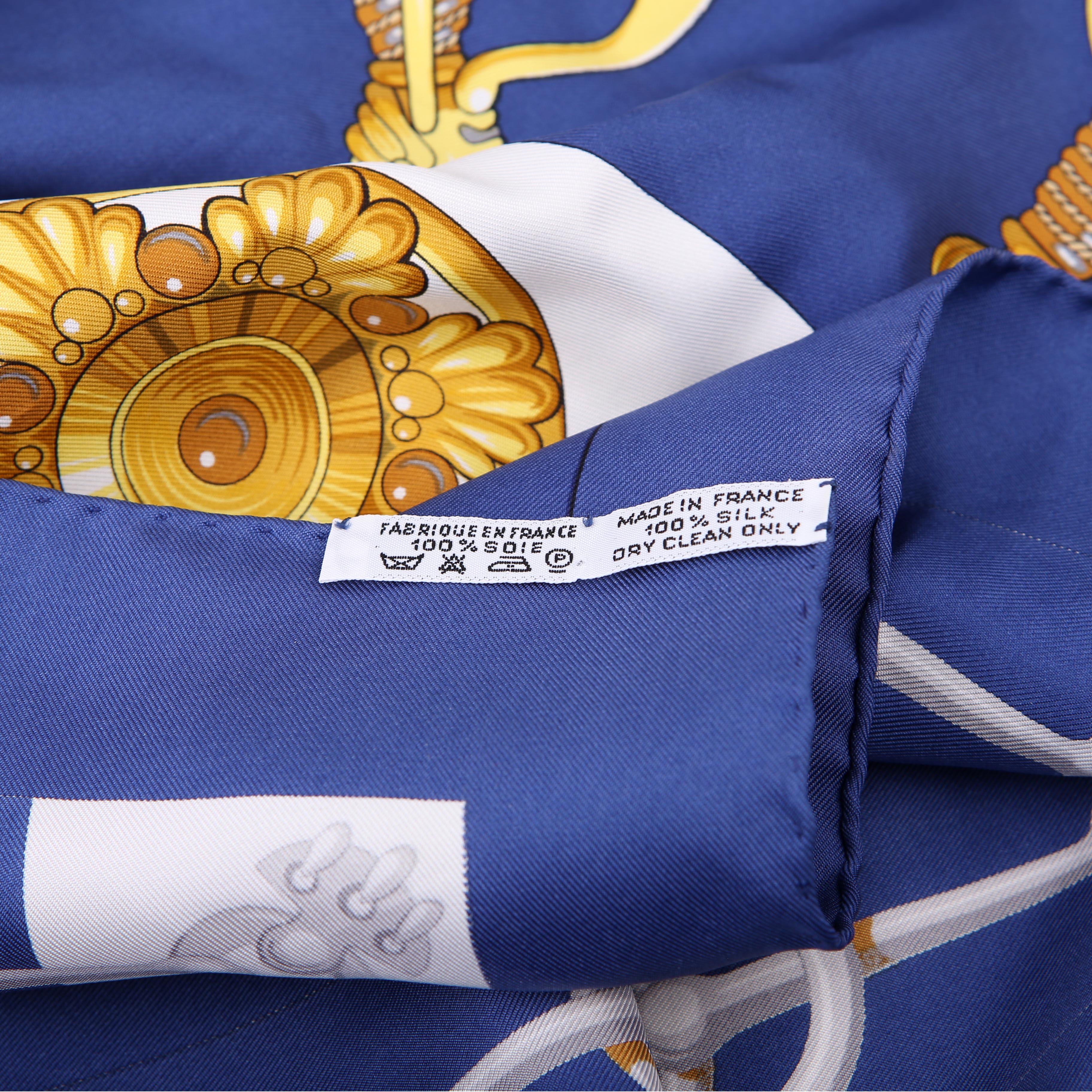 Hermes Cliquetis 90CM Silk Scarf Blue/White