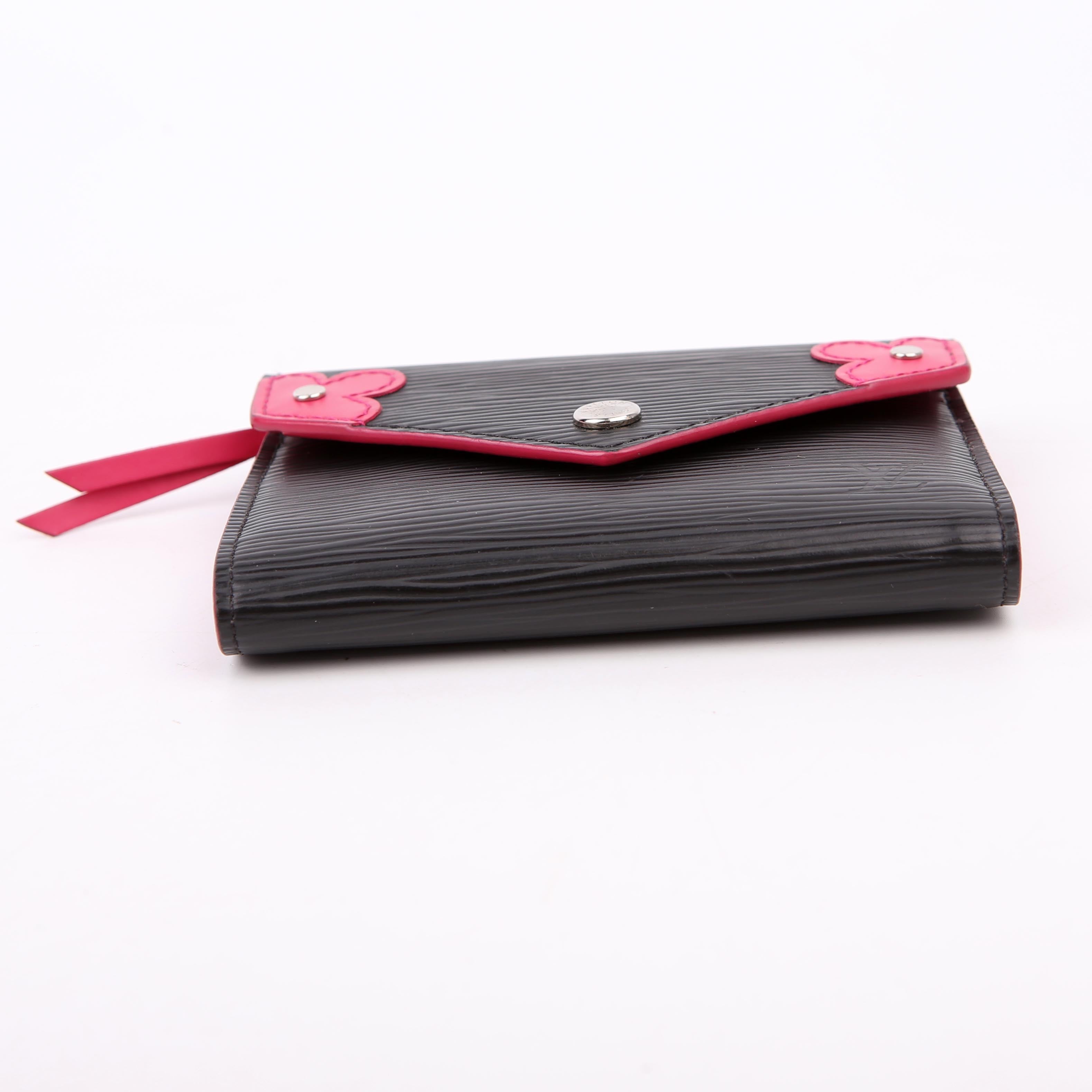 Victorine Wallet Epi Black/Pink