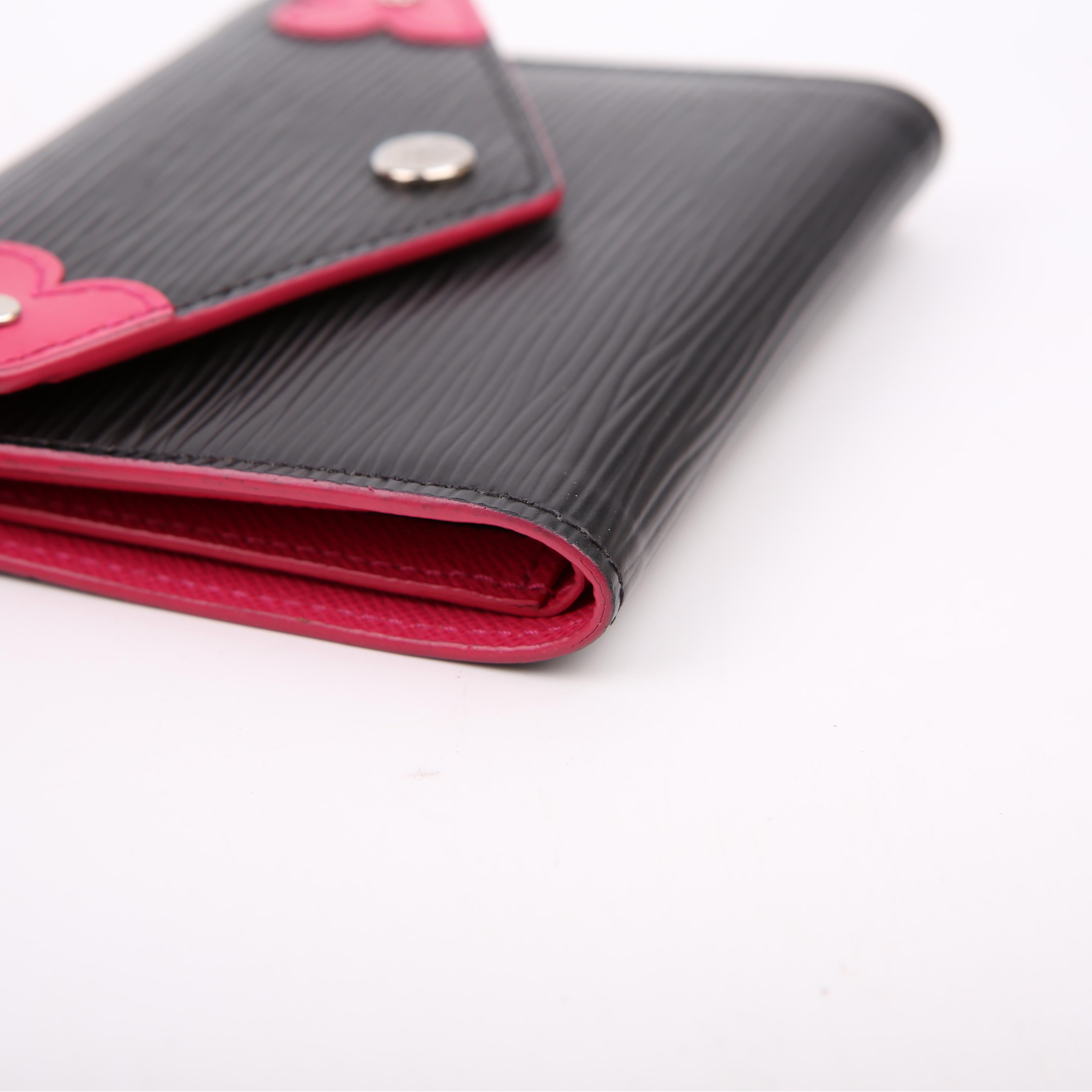Victorine Wallet Epi Black/Pink