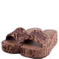 Fendi Velvet Zucca Platform Slides Size 39.5 Brown