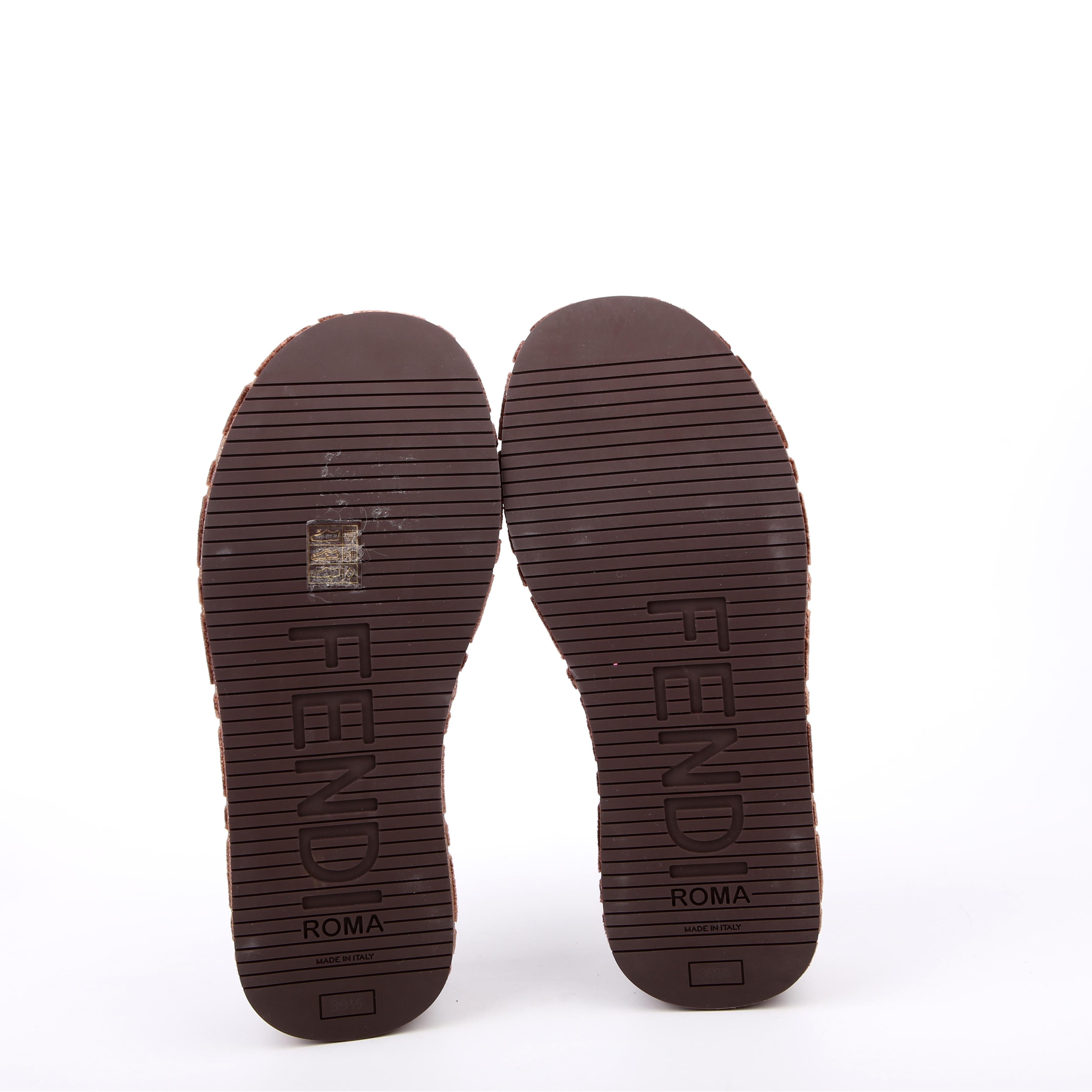 Fendi Velvet Zucca Platform Slides Size 39.5 Brown