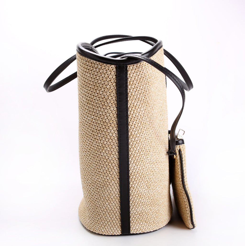 Saint Jacques Raffia Tote Beige/Black