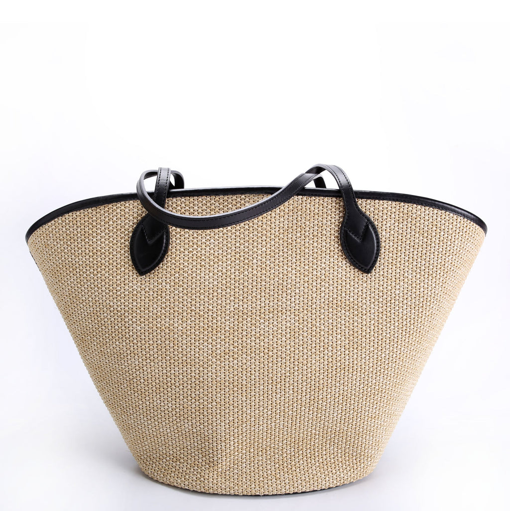 Saint Jacques Raffia Tote Beige/Black