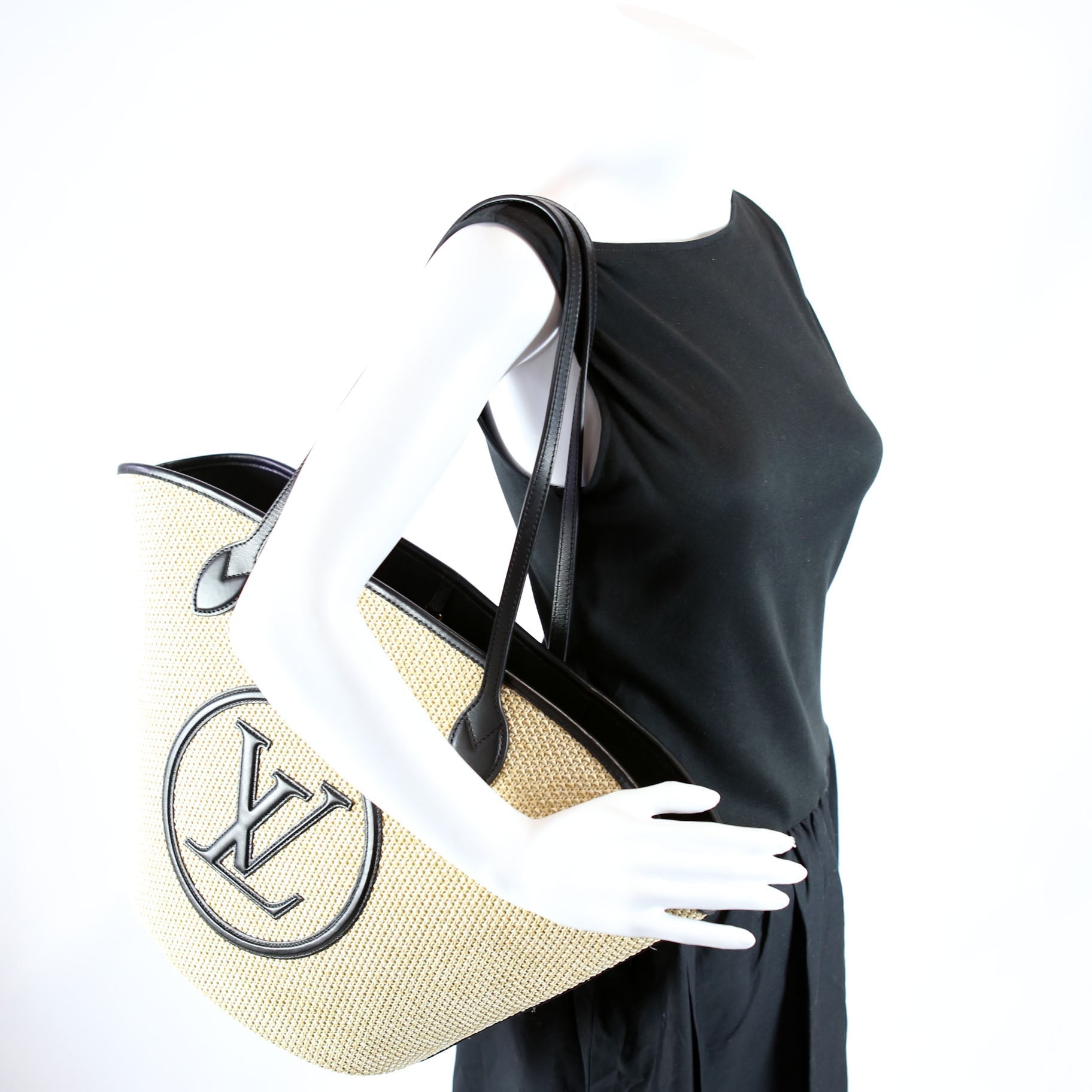 Saint Jacques Raffia Tote Beige/Black