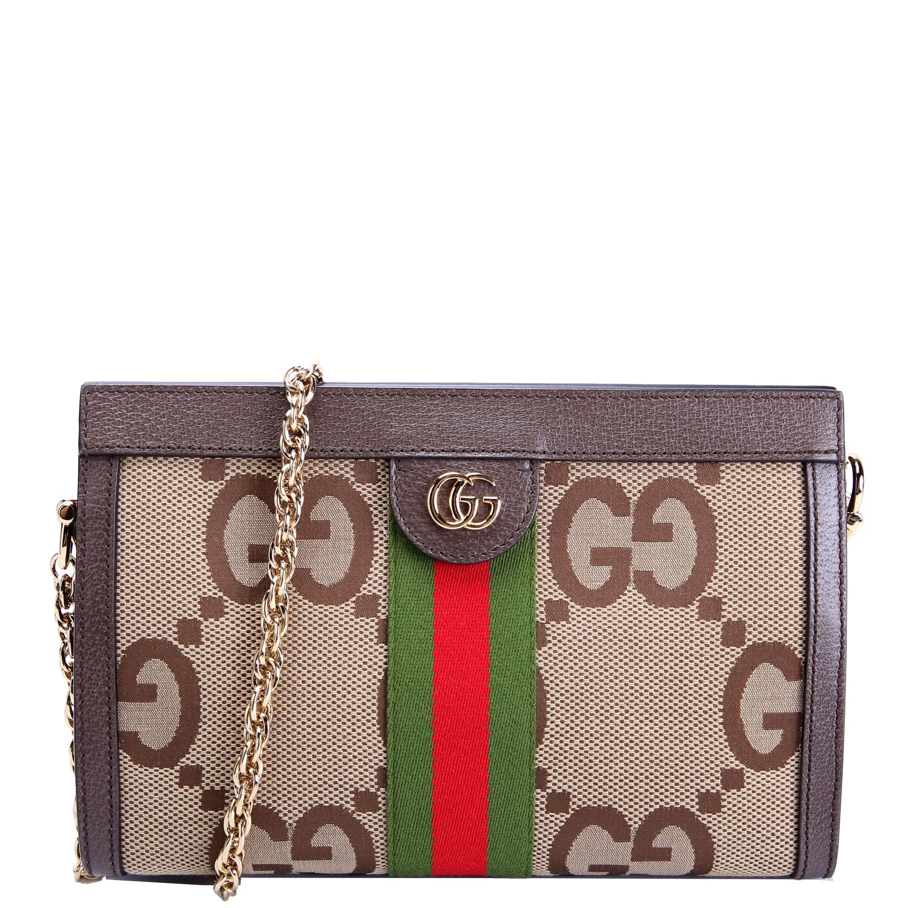 Gucci 503877 Ophidia Jumbo GG Canvas Small Shoulder Bag Brown