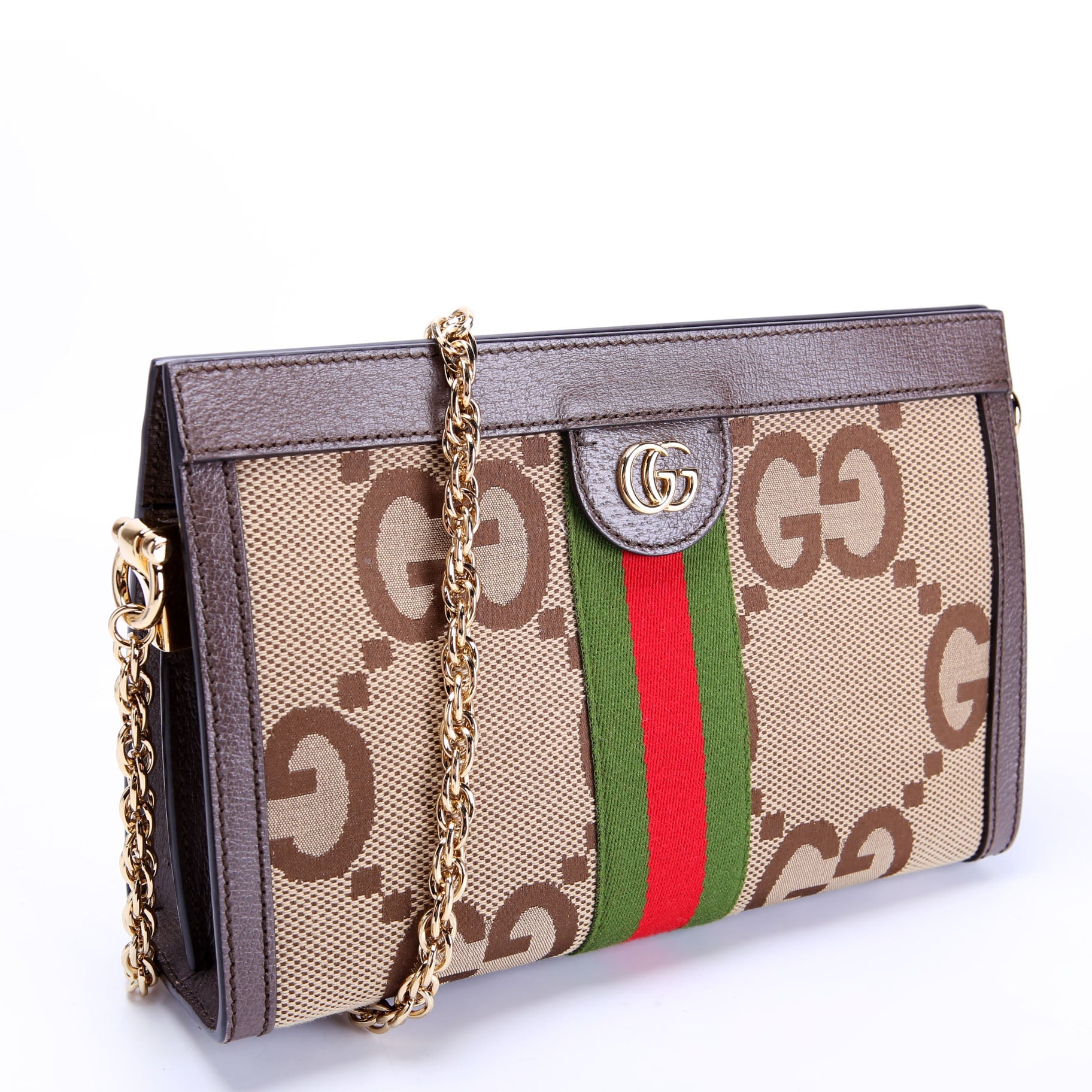 Gucci 503877 Ophidia Jumbo GG Canvas Small Shoulder Bag Brown