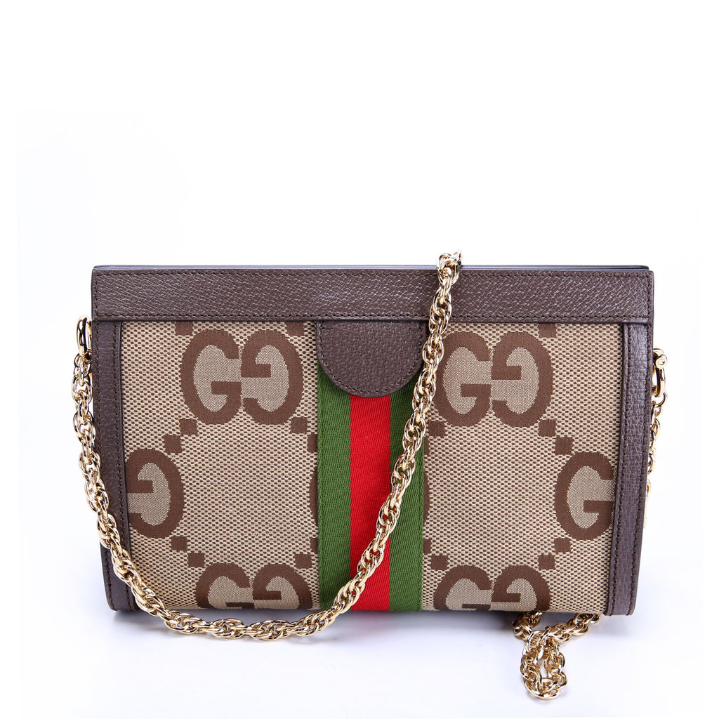 Gucci 503877 Ophidia Jumbo GG Canvas Small Shoulder Bag Brown