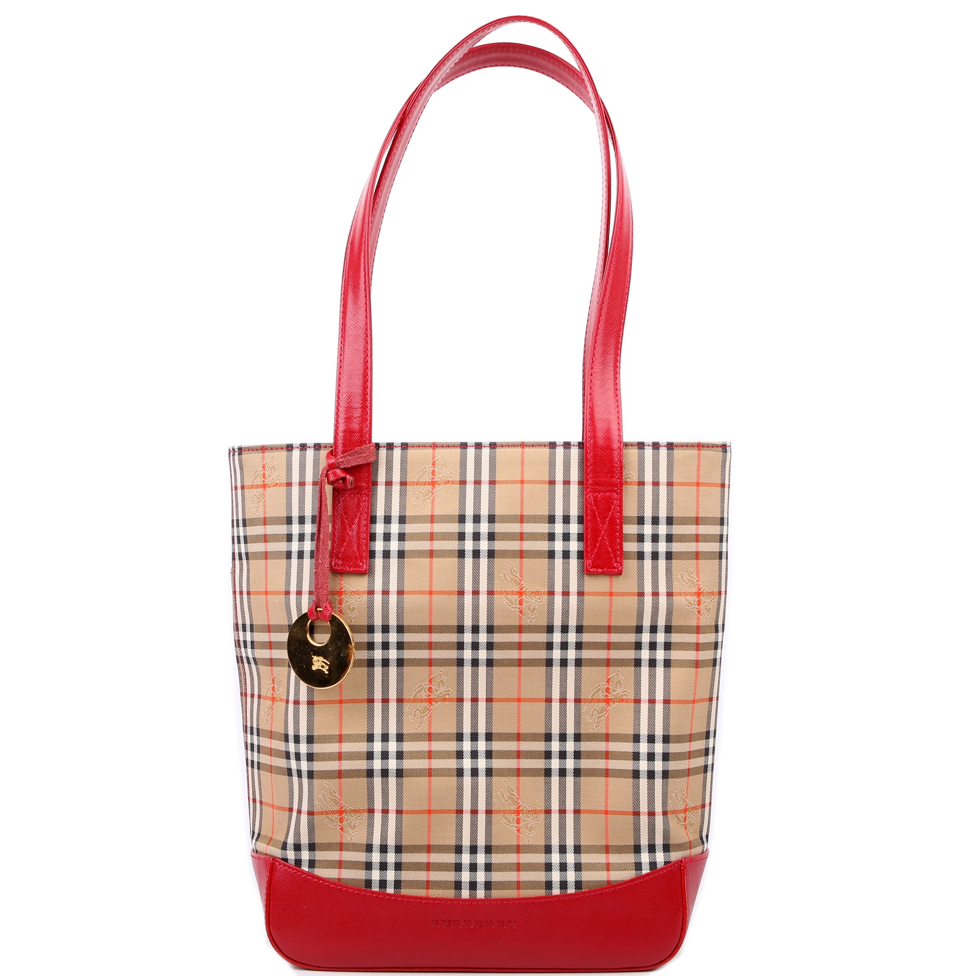 House Check Small Tote Red/Tan