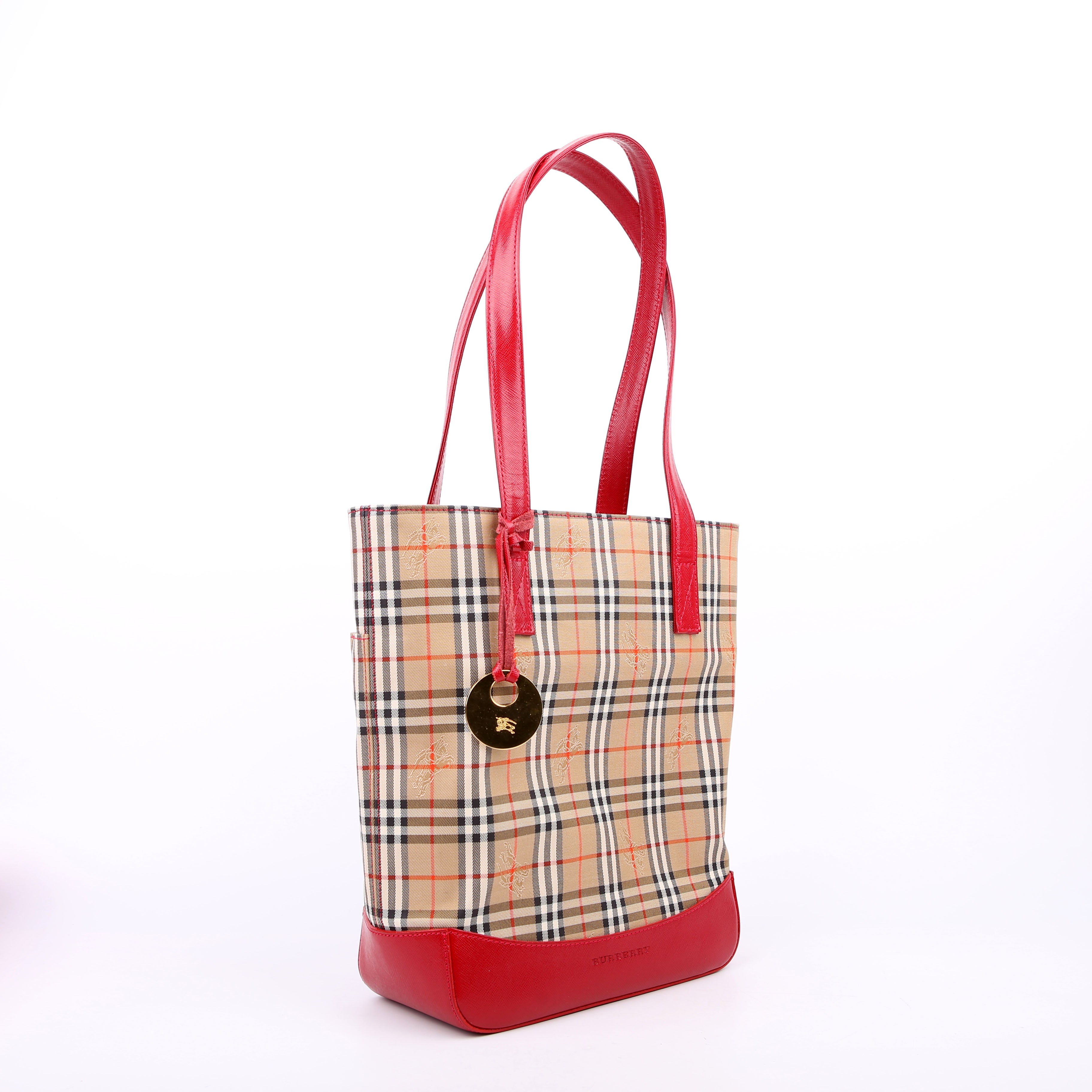 House Check Small Tote Red/Tan