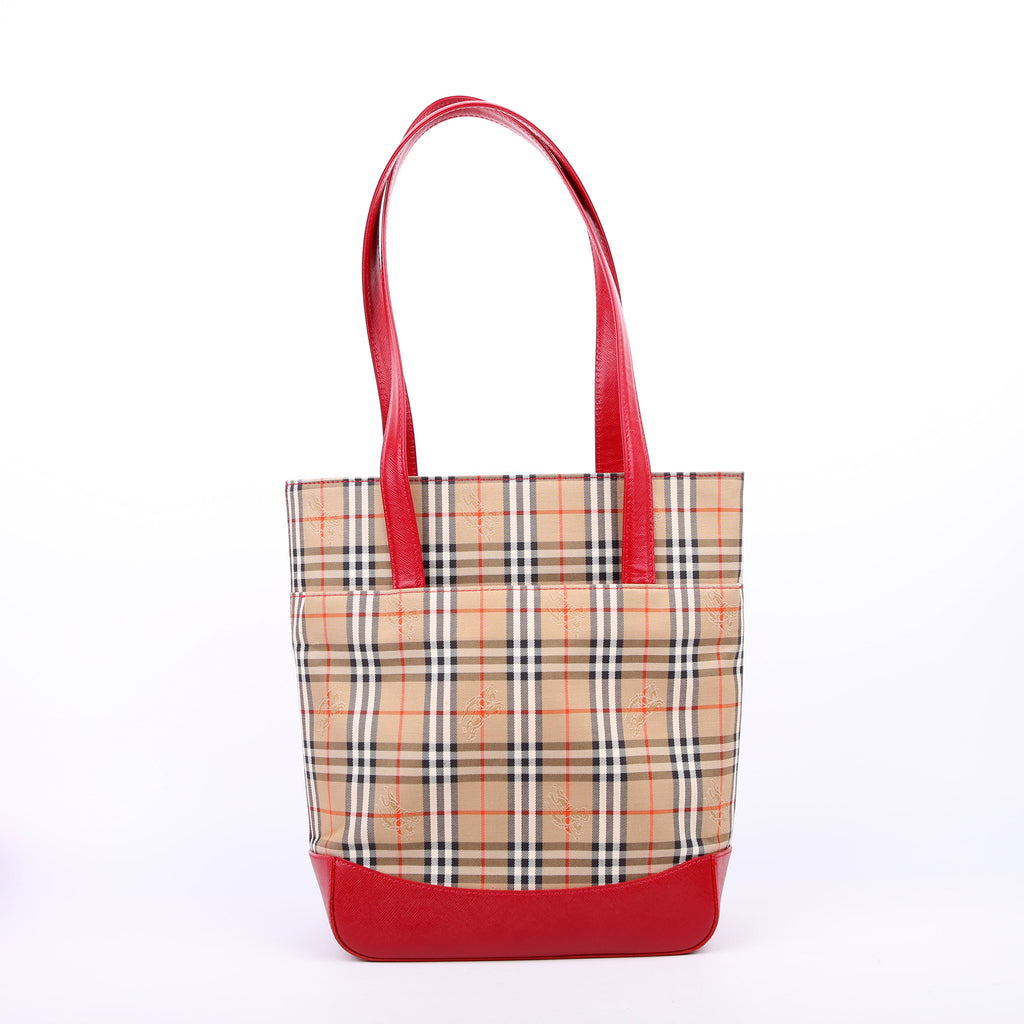 House Check Small Tote Red/Tan