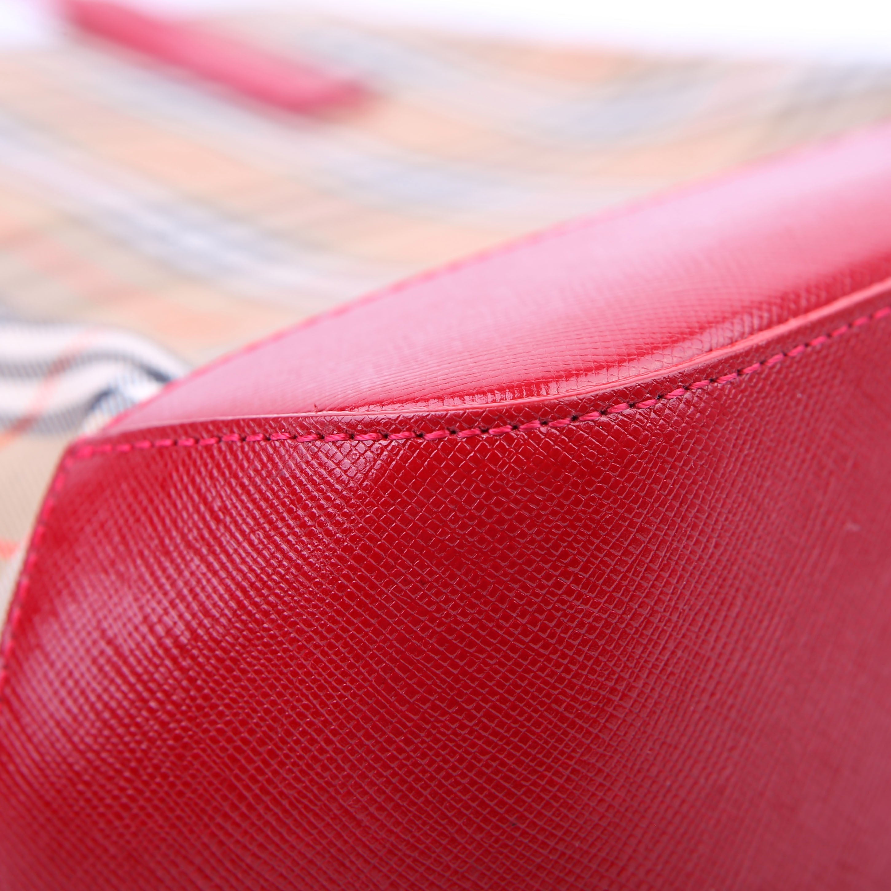House Check Small Tote Red/Tan