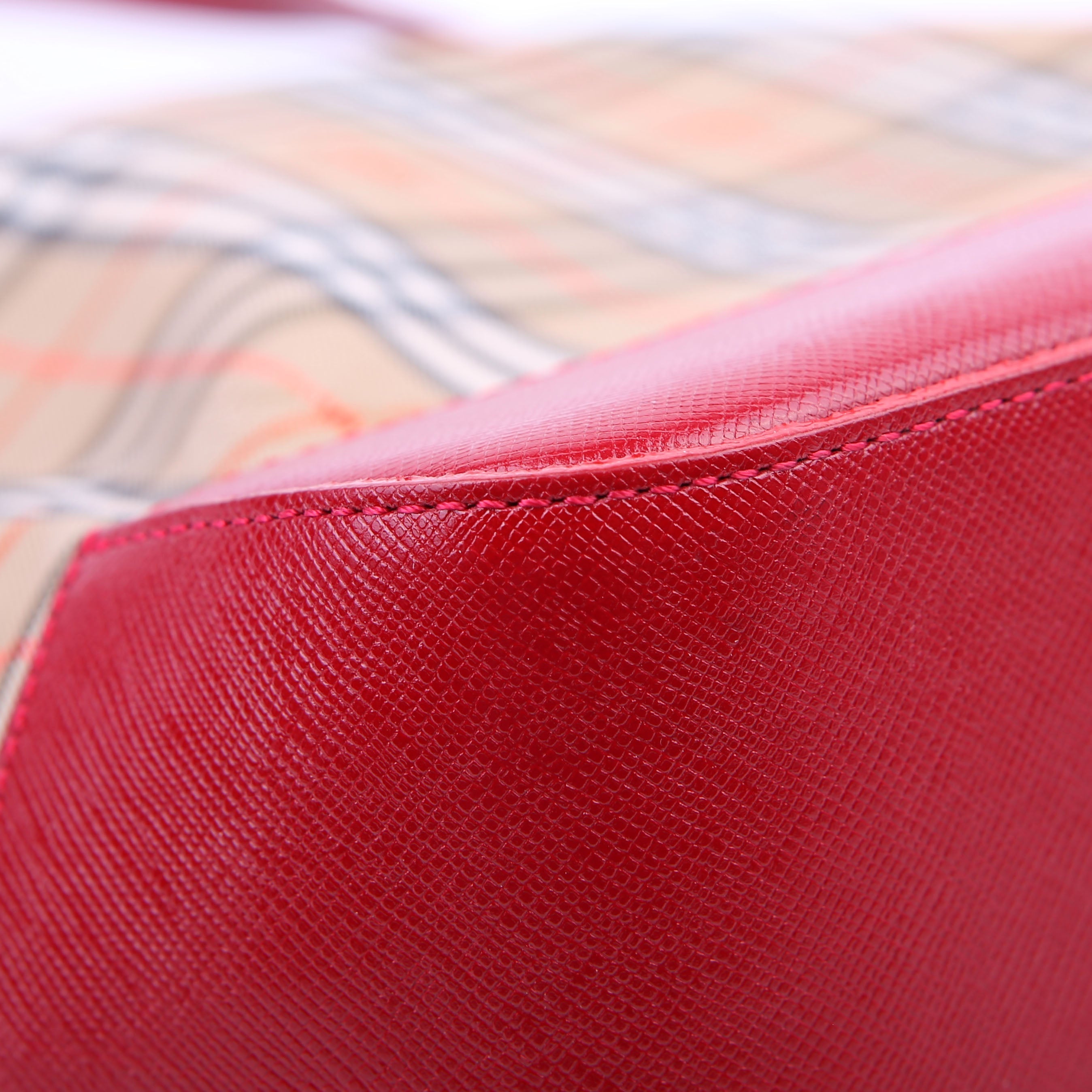House Check Small Tote Red/Tan