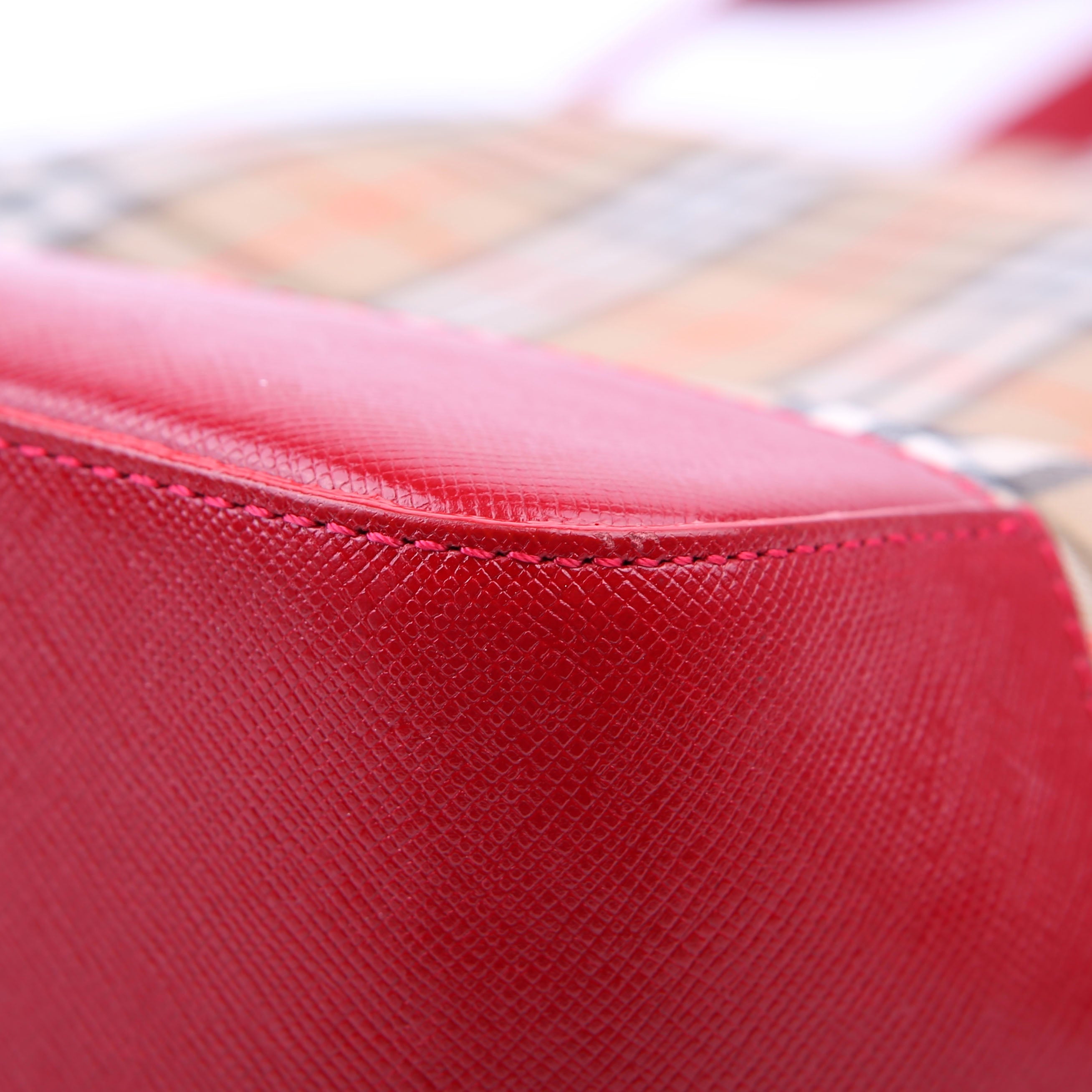 House Check Small Tote Red/Tan