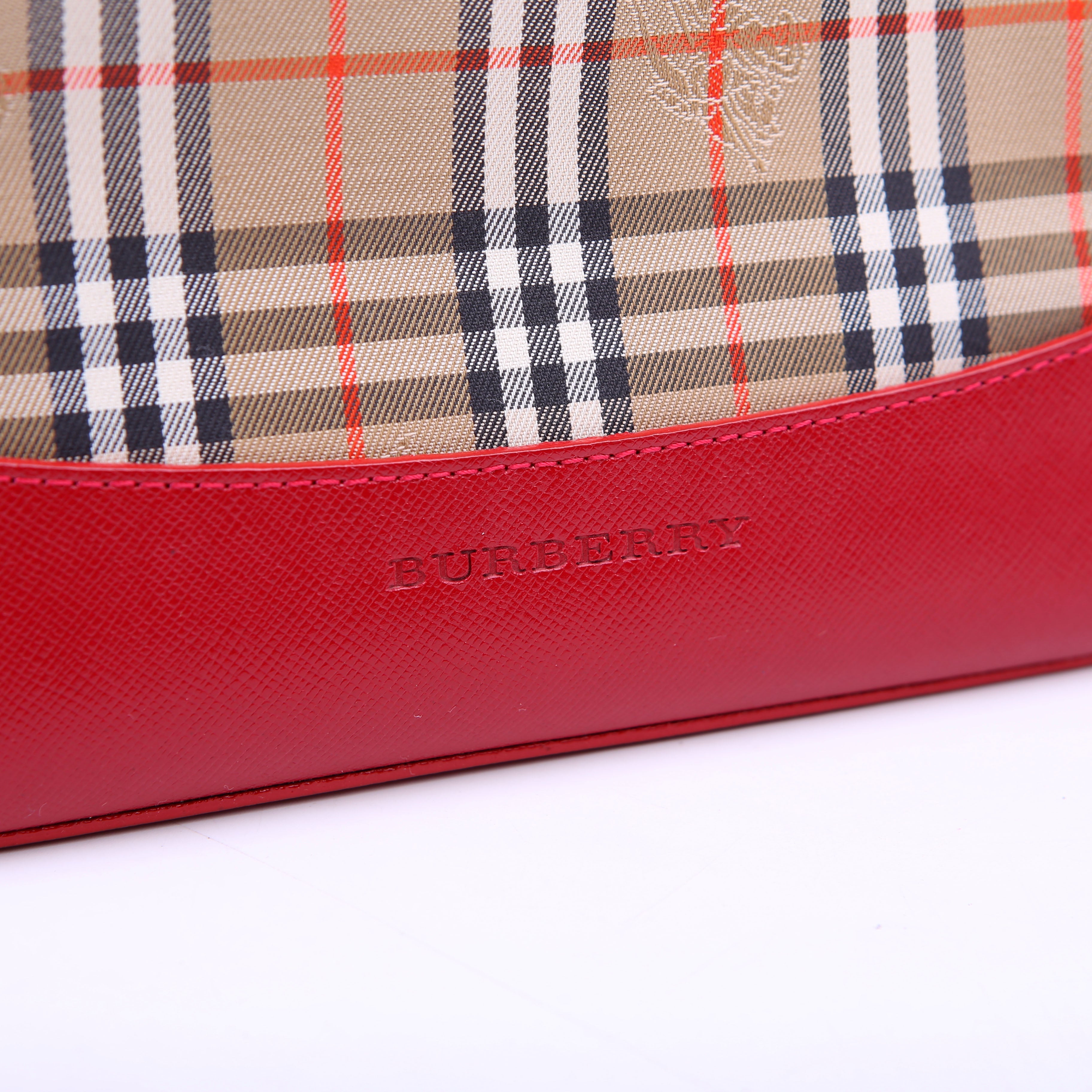 House Check Small Tote Red/Tan