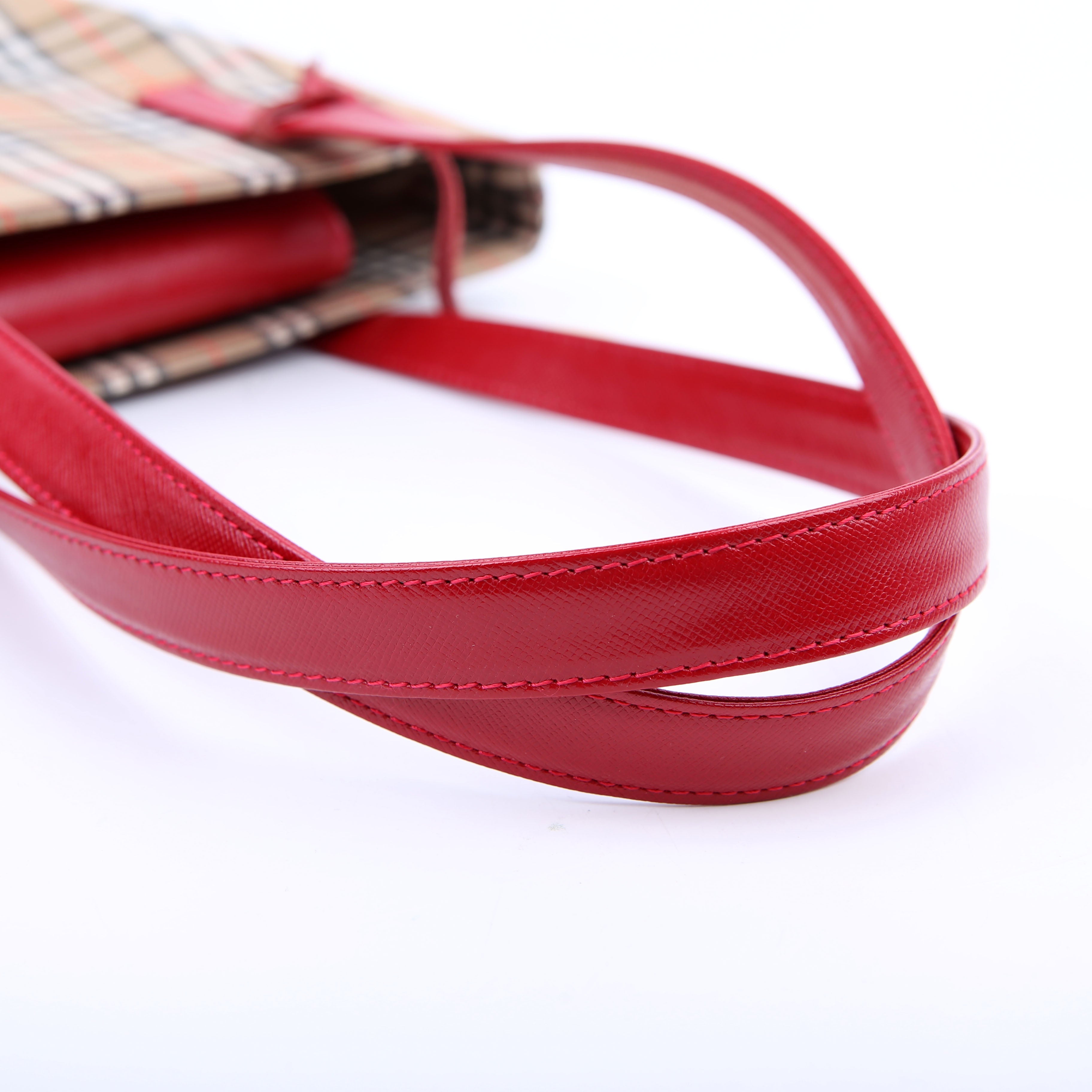 House Check Small Tote Red/Tan