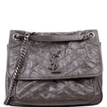 SAINT LAURENT Niki Medium Crinkle Leather 498894 Grey
