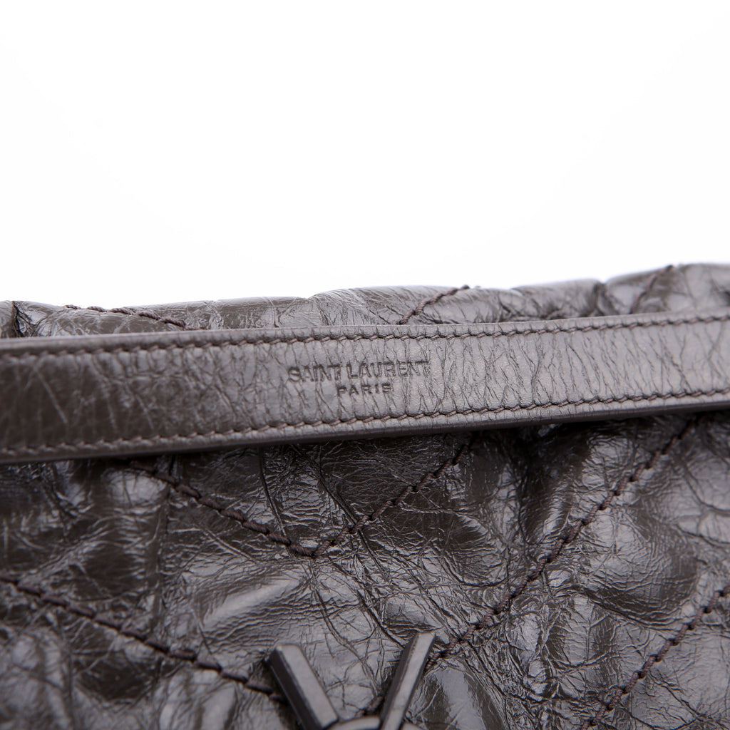 SAINT LAURENT Niki Medium Crinkle Leather 498894 Grey
