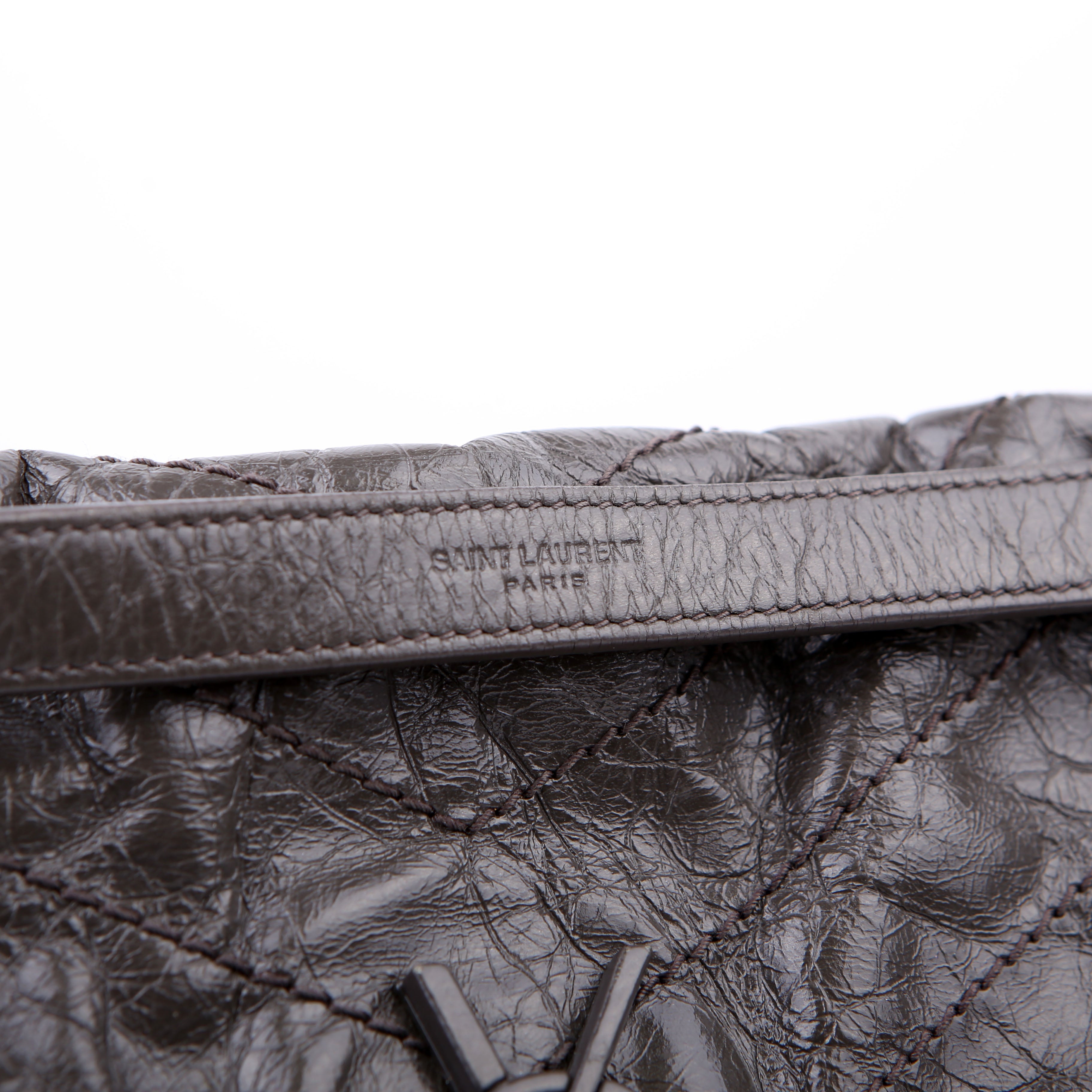 SAINT LAURENT Niki Medium Crinkle Leather 498894 Grey