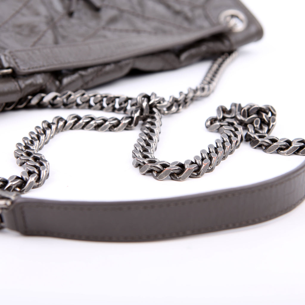 SAINT LAURENT Niki Medium Crinkle Leather 498894 Grey