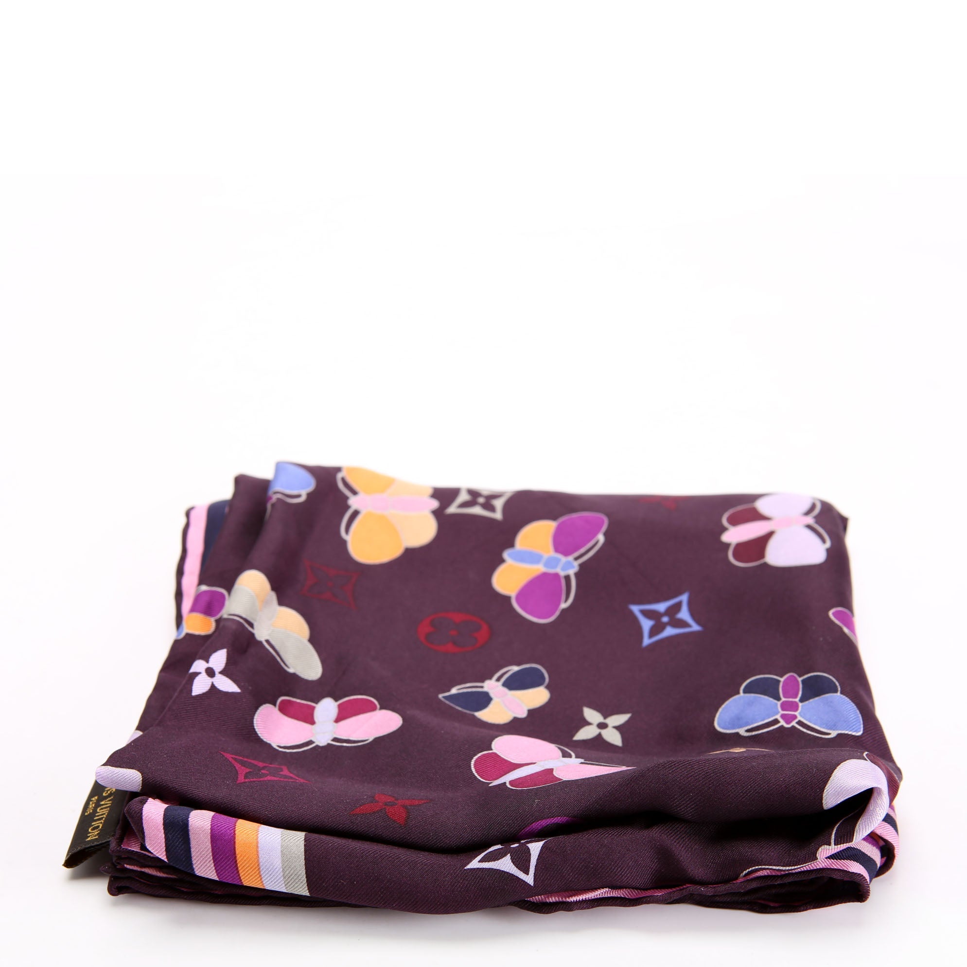 Carre Papillon Butterfly Silk Scarf Purple/Multicolor