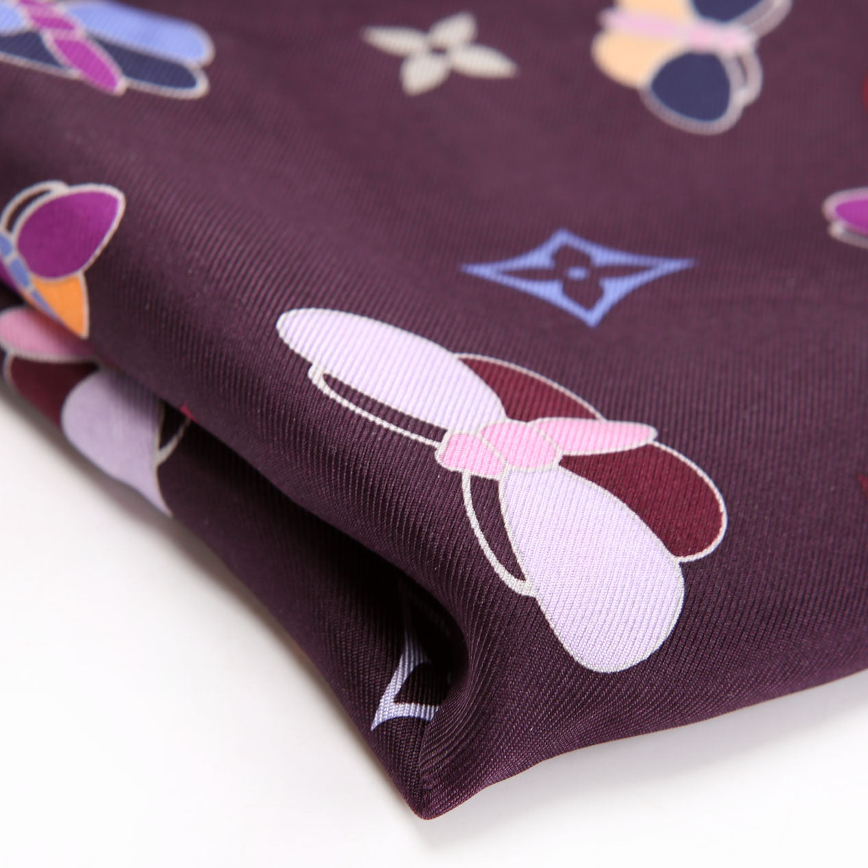 Carre Papillon Butterfly Silk Scarf Purple/Multicolor
