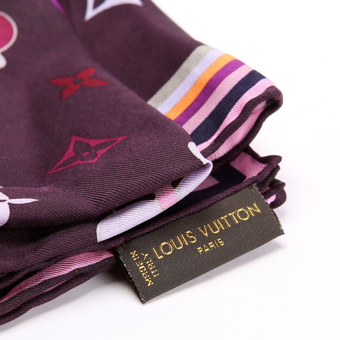 Carre Papillon Butterfly Silk Scarf Purple/Multicolor